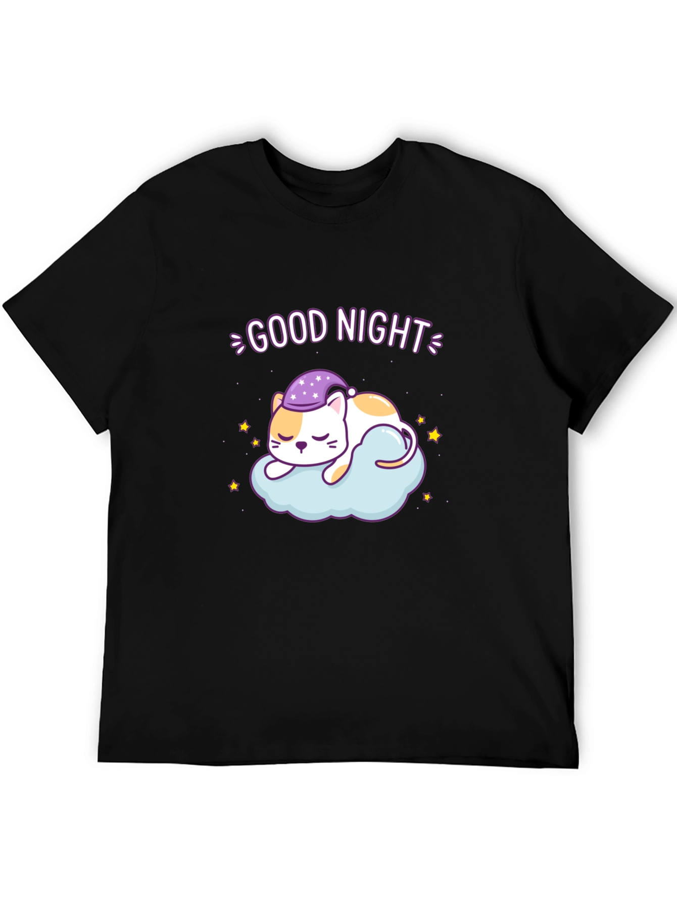 Cute Good Night Cat Sleeping on Cloud T-Shirt