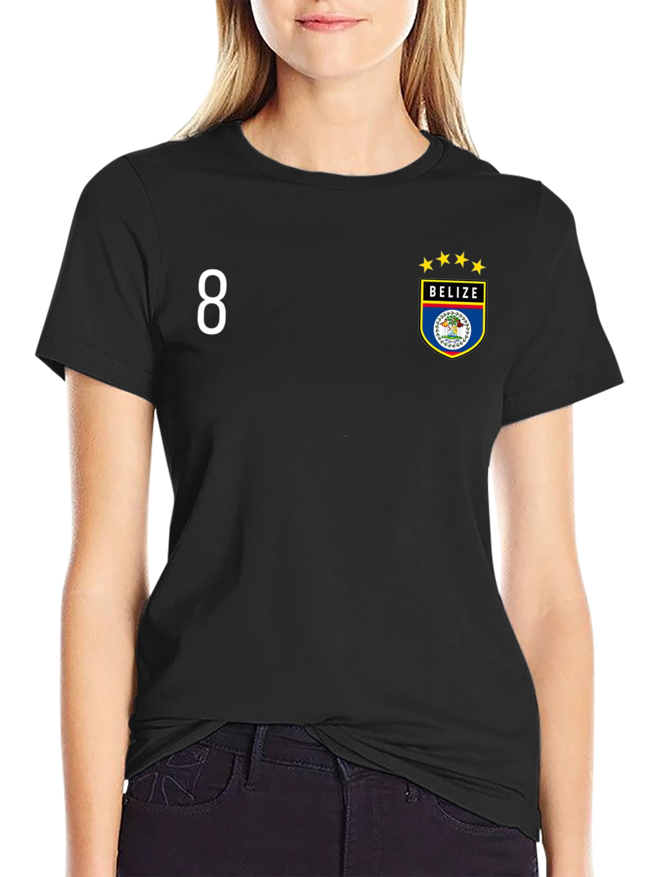 Belize Soccer Jersey Style Black T-Shirt