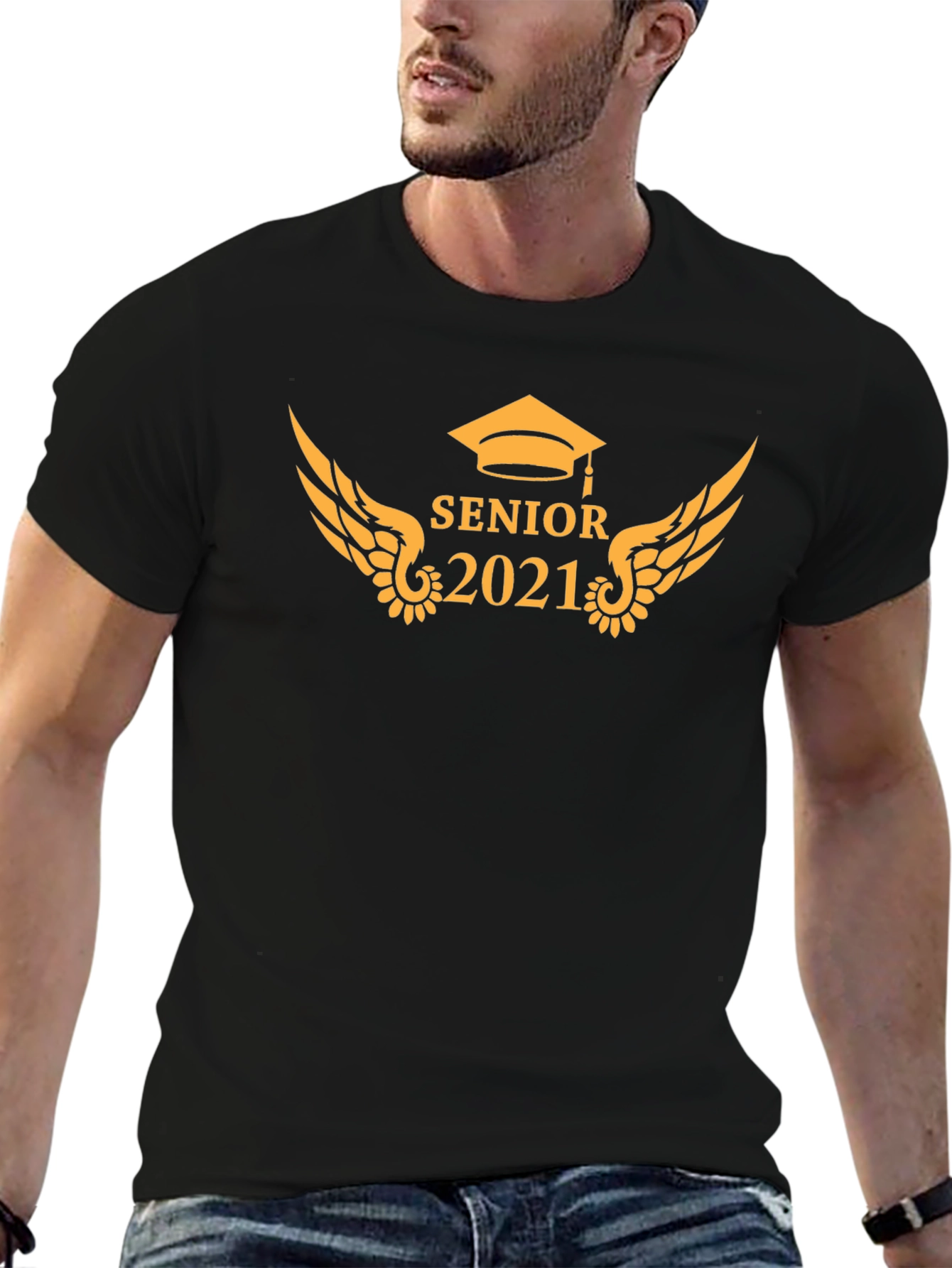 Senior 2021 Black Graphic T-Shirt