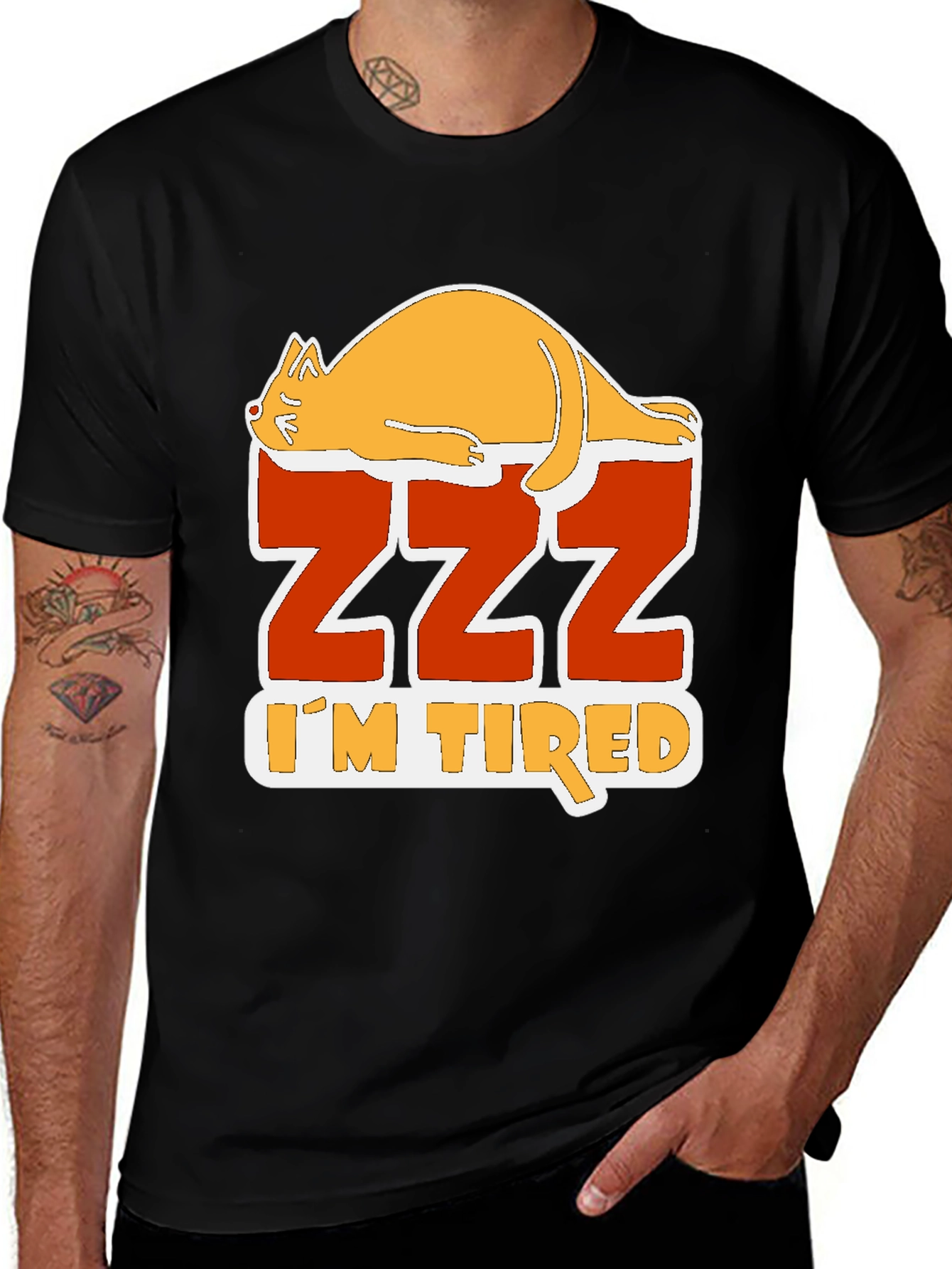 Funny Cat Zzz Im Tired Graphic T-Shirt