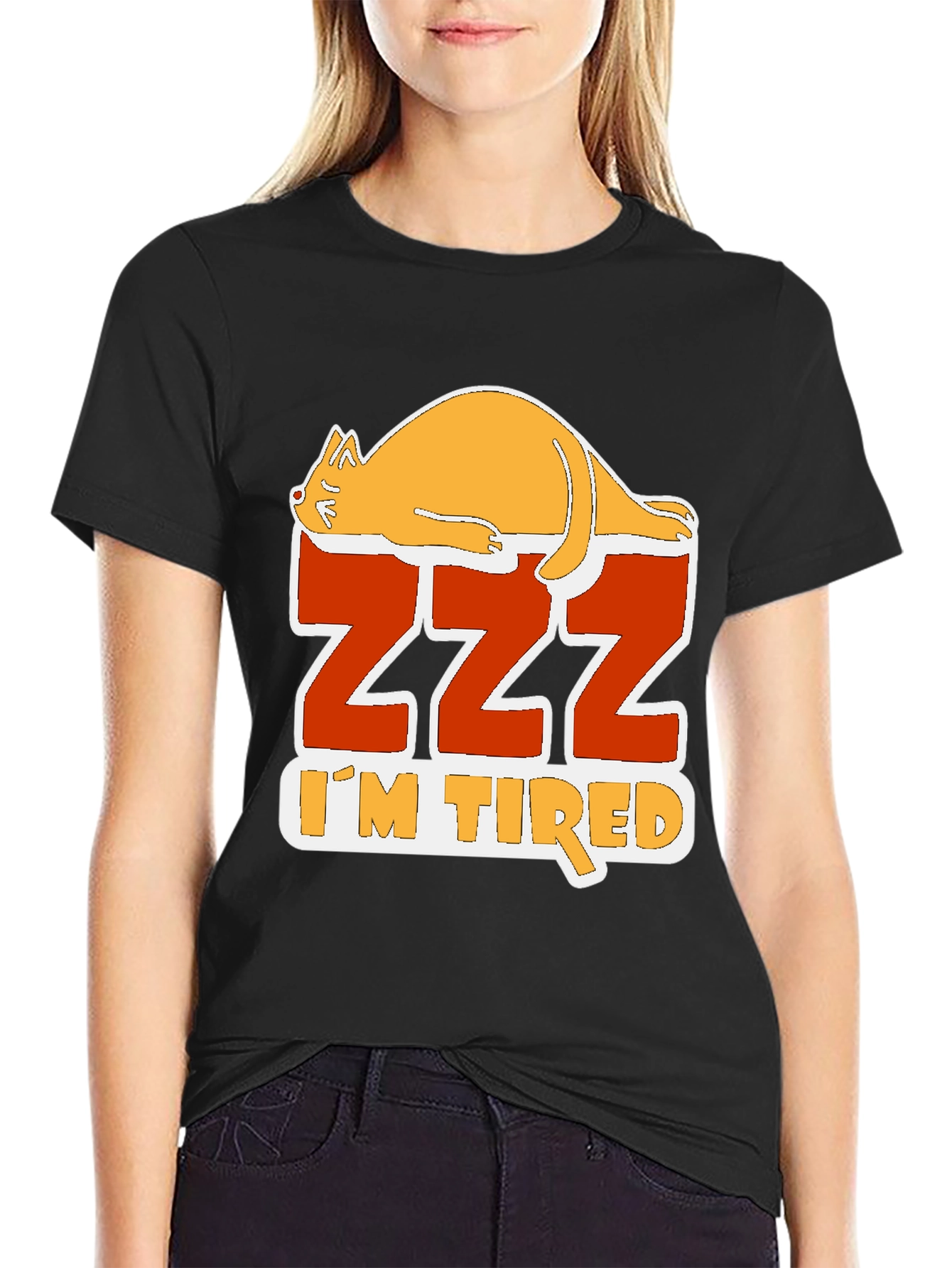 Funny Cat Zzz Im Tired Graphic T-Shirt