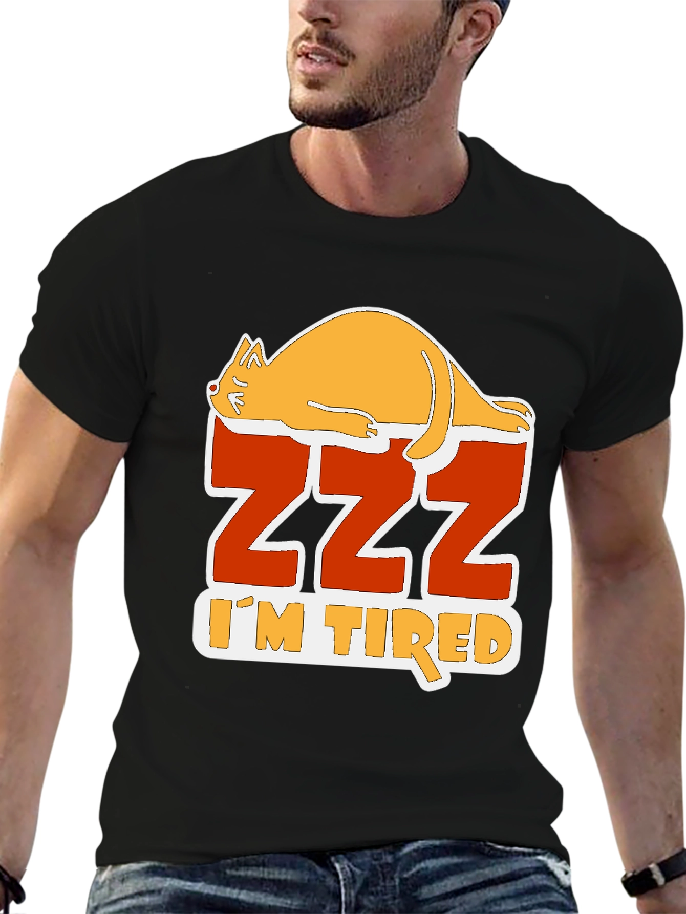 Funny Cat Zzz Im Tired Graphic T-Shirt