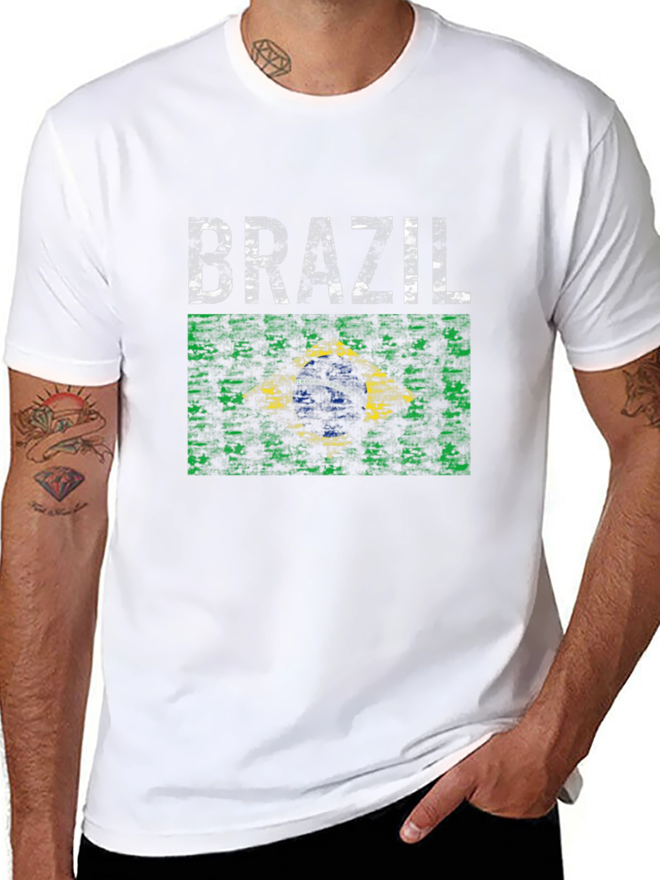 Brazil Flag T-Shirt - Distressed Graphic Tee