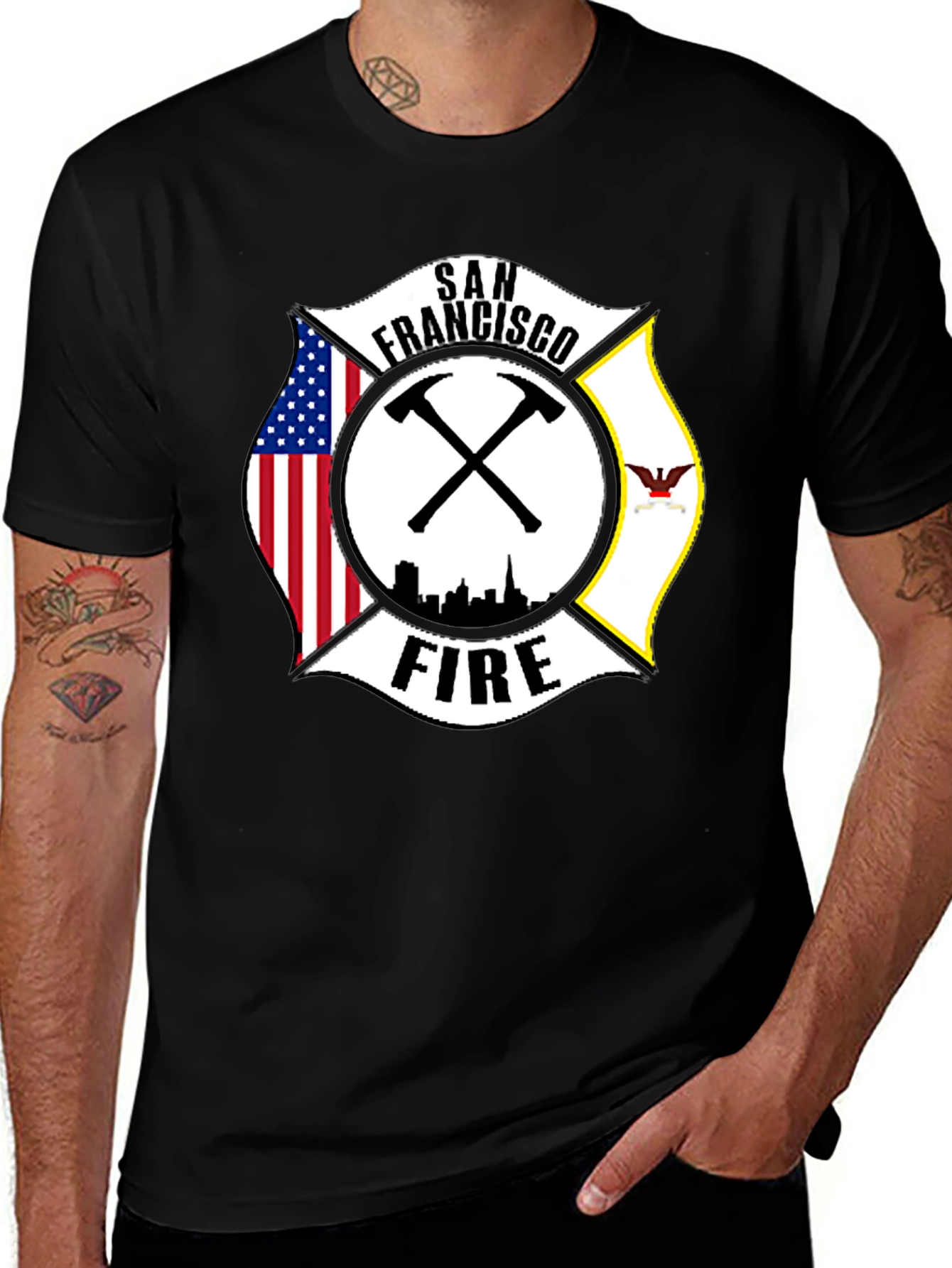 San Francisco Firefighter T-Shirt - Maltese Cross Design