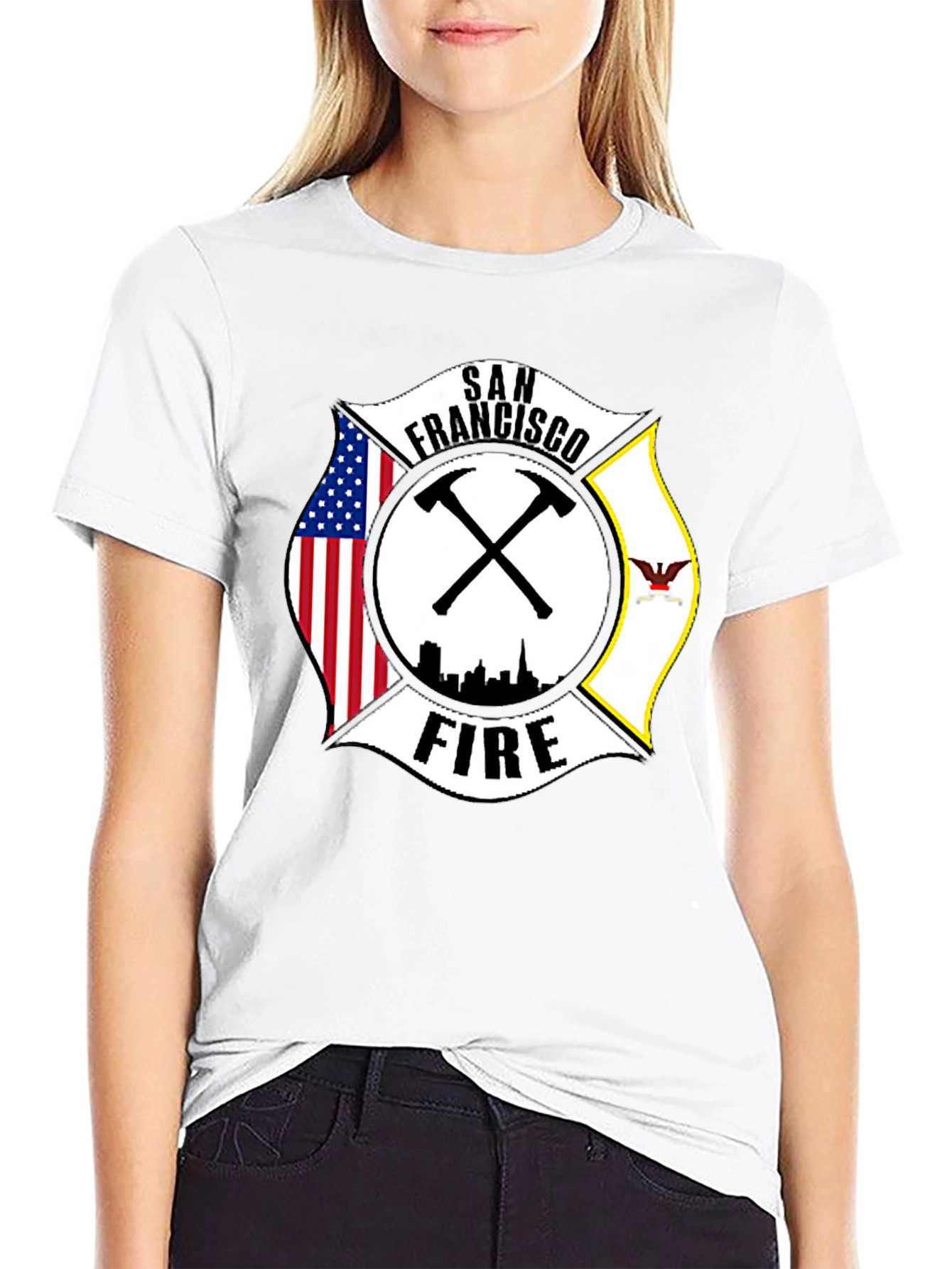 San Francisco Firefighter T-Shirt - Maltese Cross Design