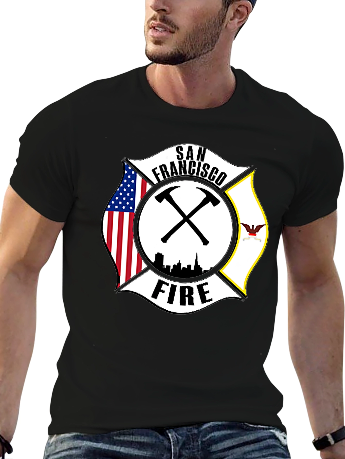 San Francisco Firefighter T-Shirt - Maltese Cross Design