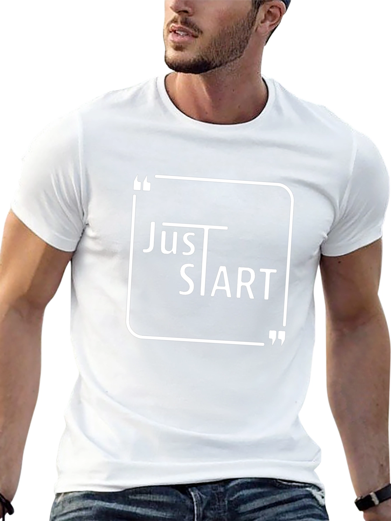 Just Start Black Graphic Tee