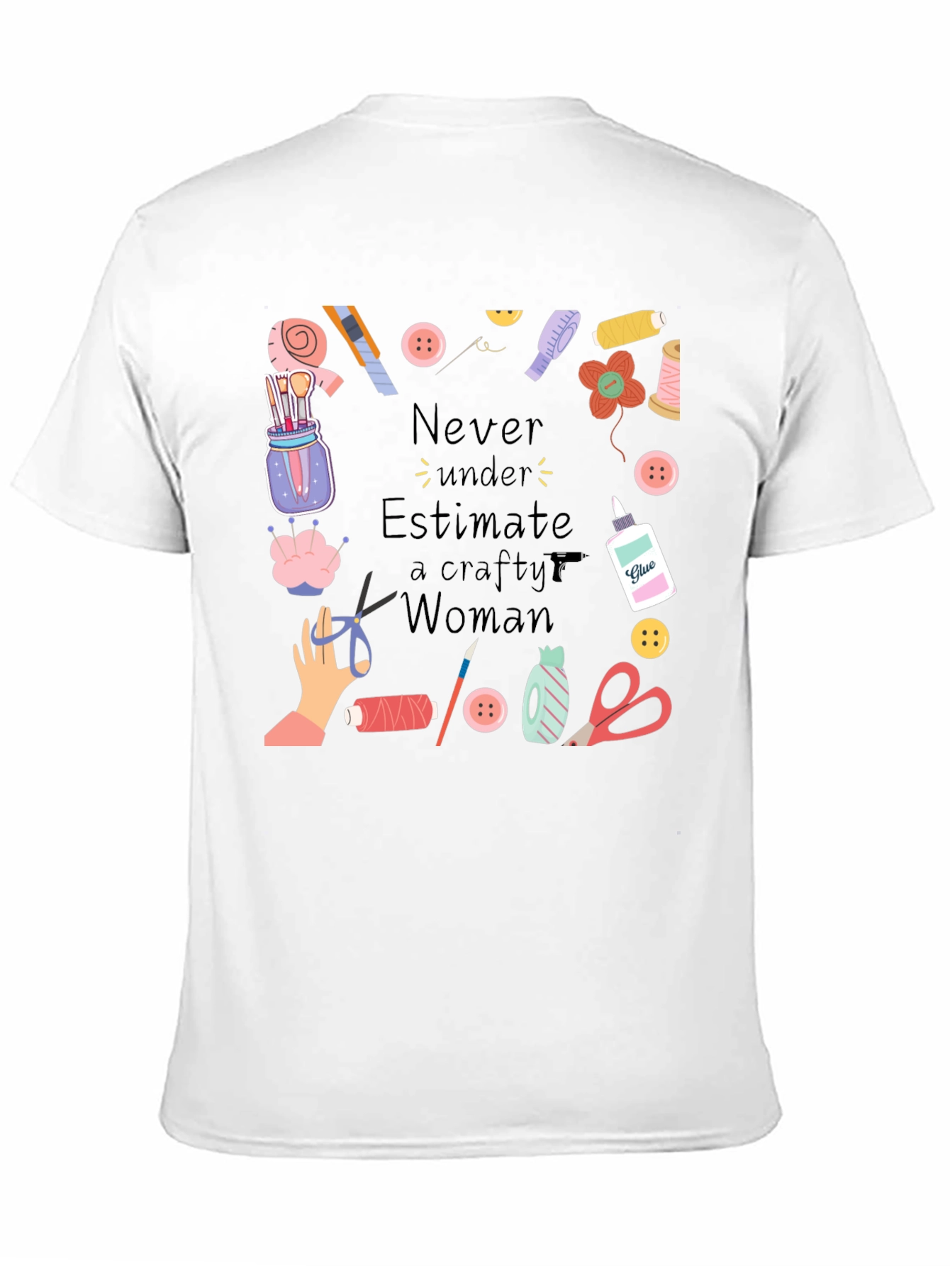 Crafty Woman T-Shirt - Black Cotton Graphic Tee