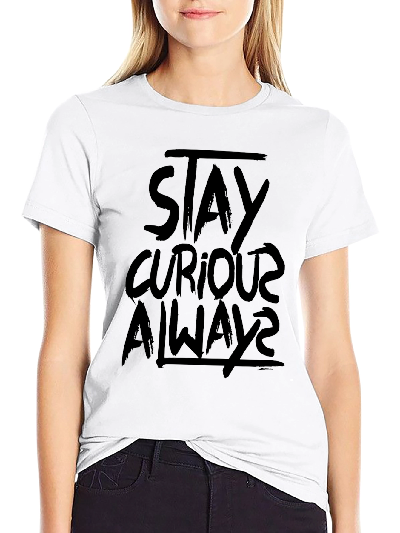 Stay Curious Always Black Graphic Tee