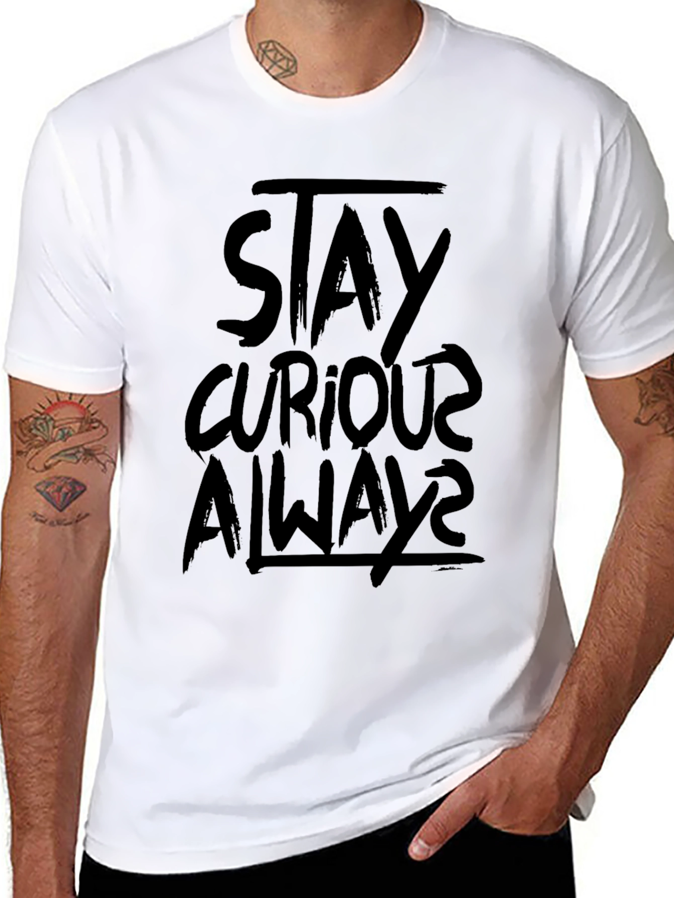 Stay Curious Always Black Graphic Tee