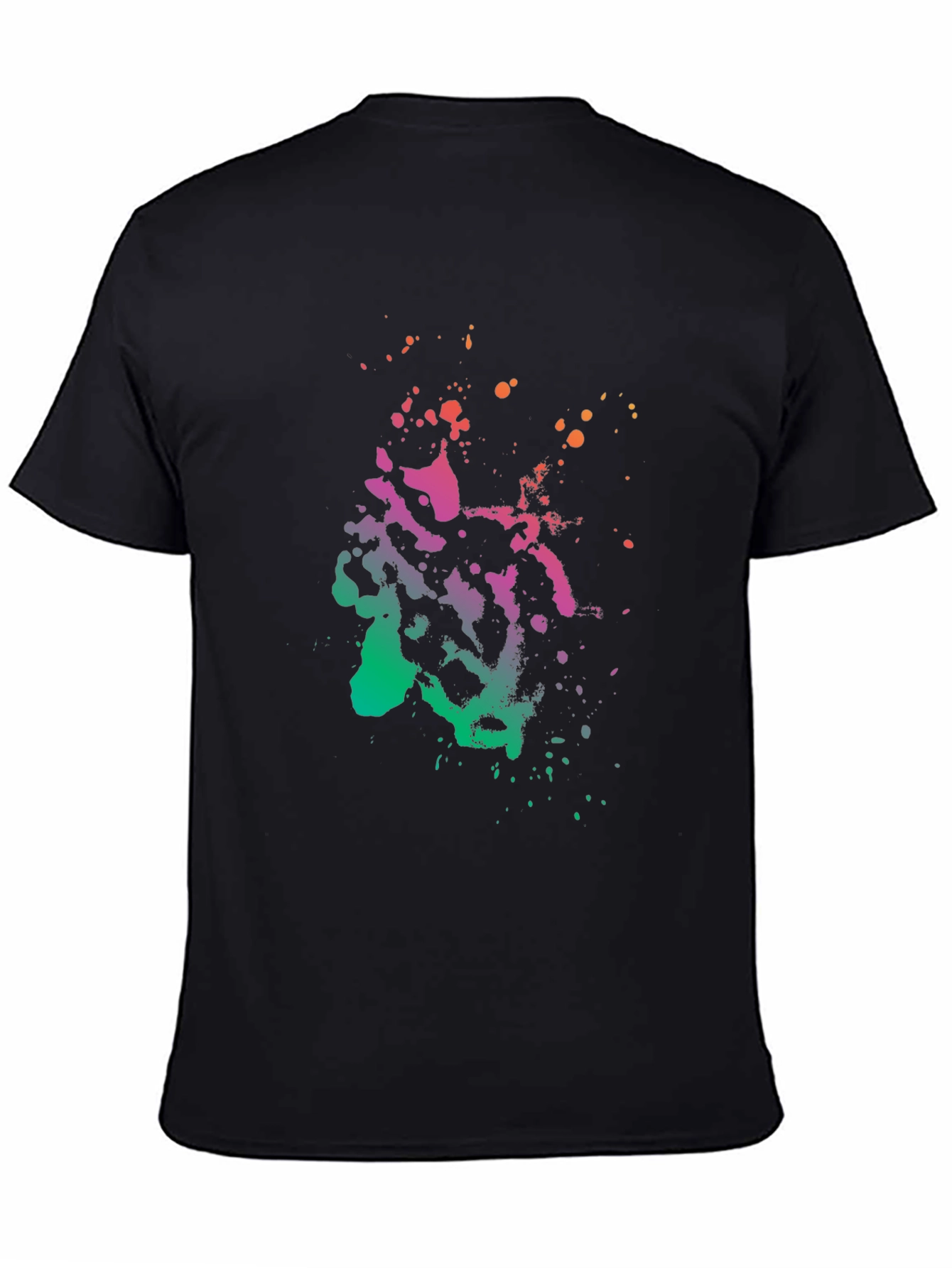 Abstract Splatter Print Black T-Shirt