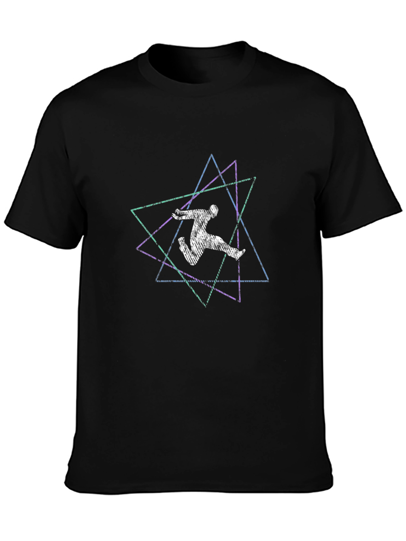 Geometric Runner Graphic Tee - Black
