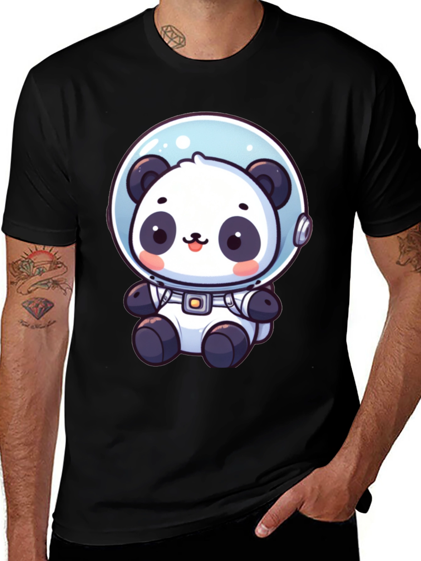 Astronaut Panda Graphic Tee - Black