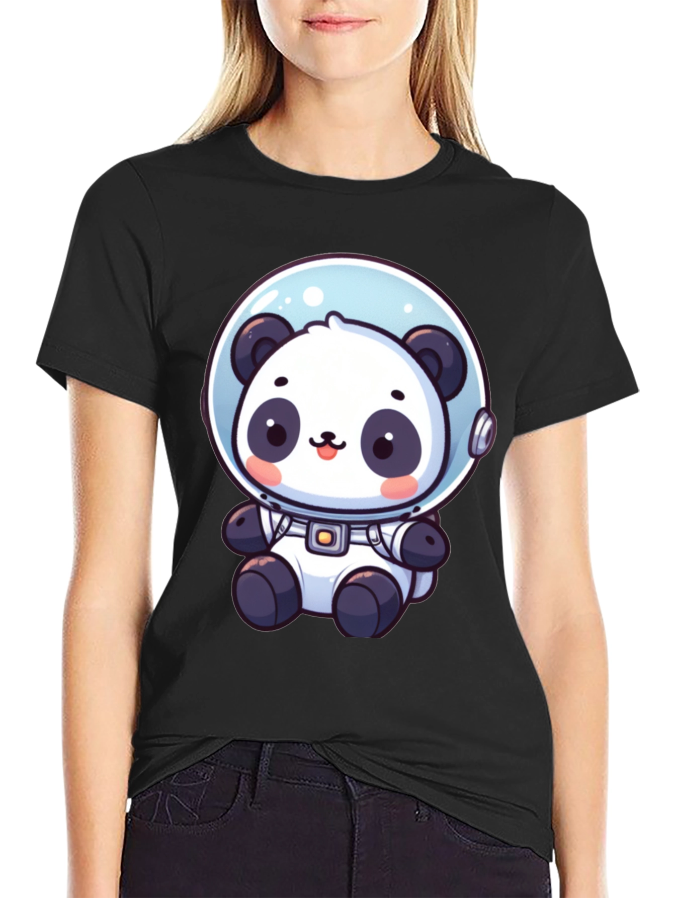 Astronaut Panda Graphic Tee - Black