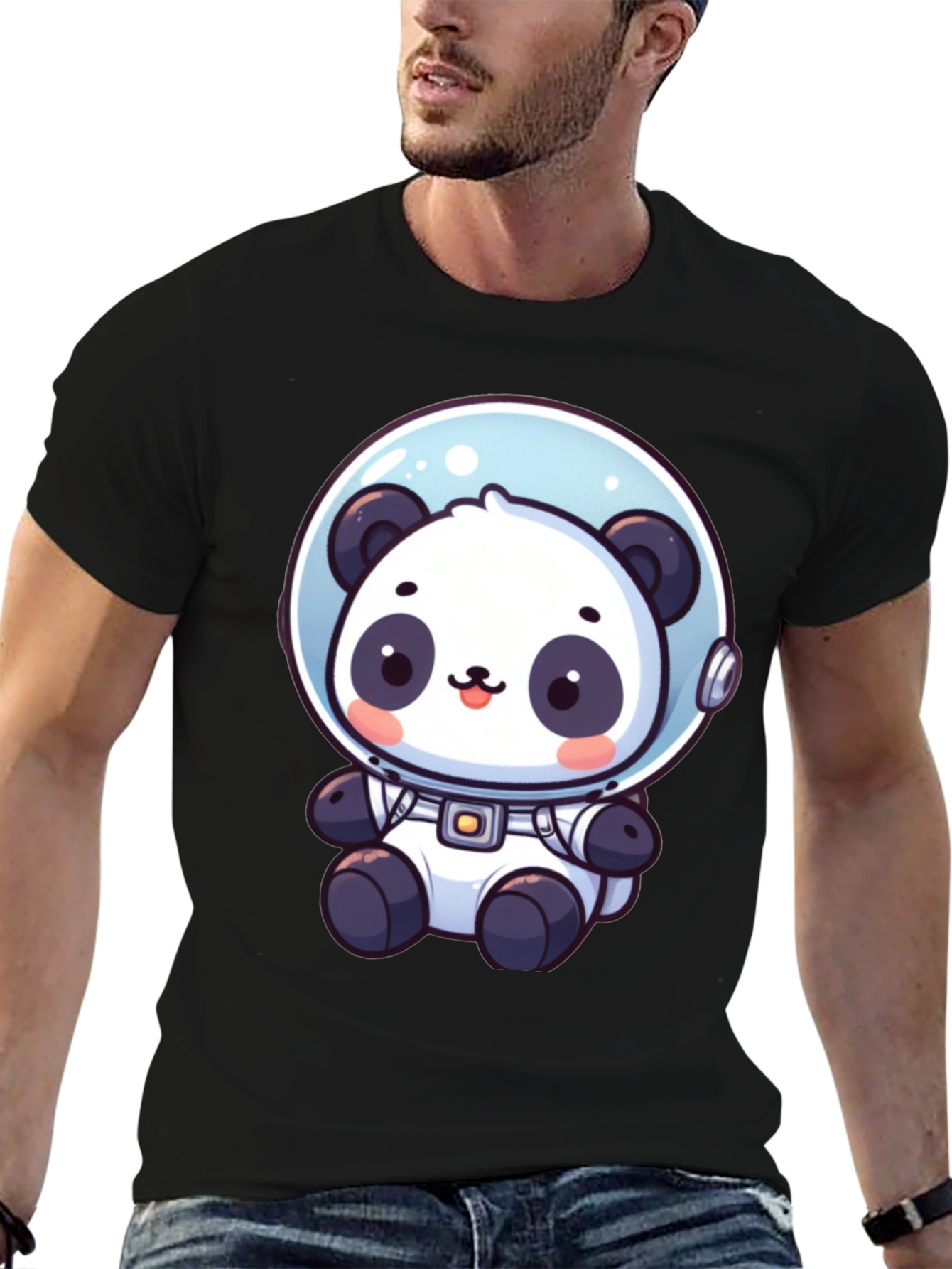 Astronaut Panda Graphic Tee - Black
