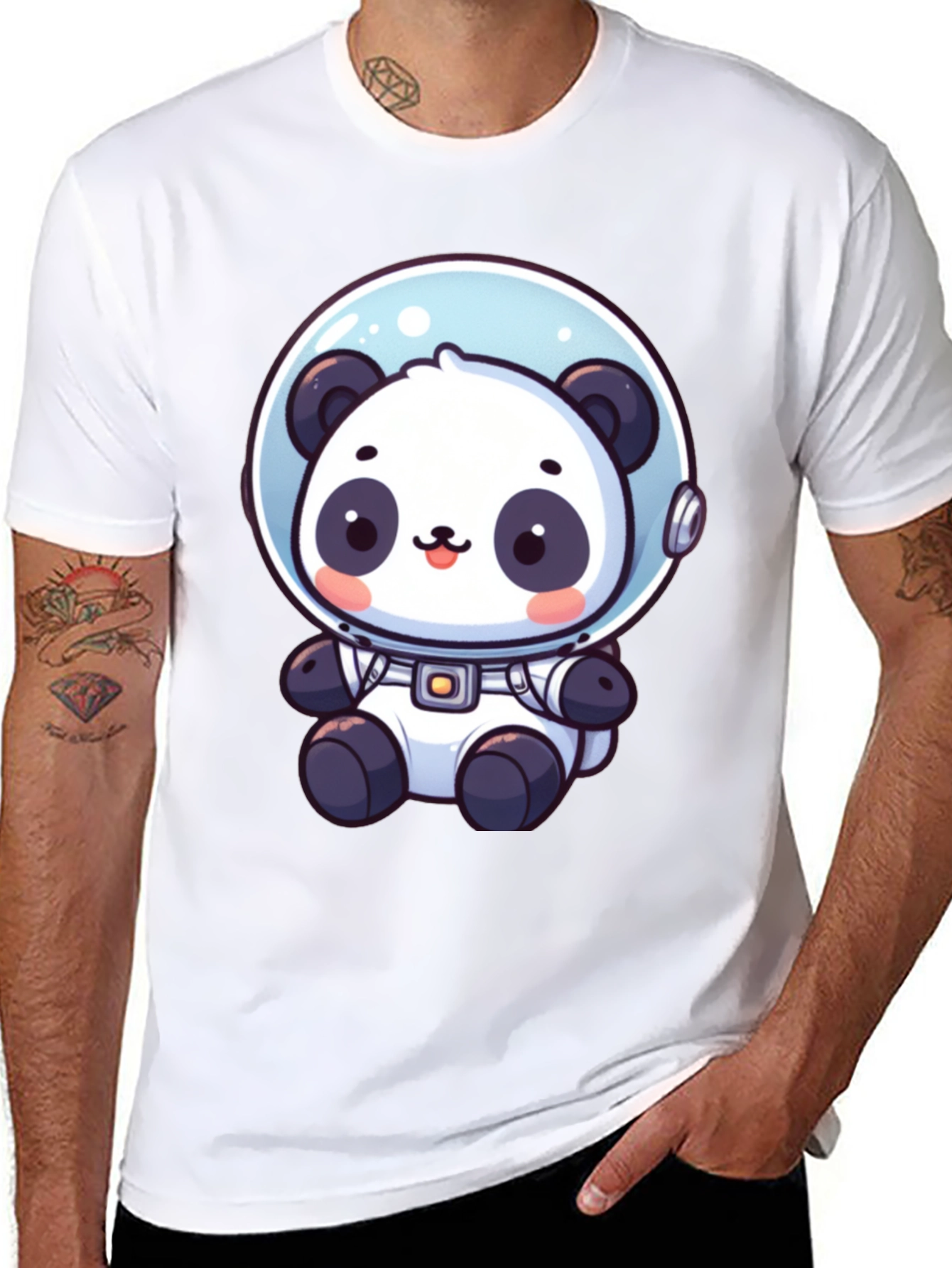 Astronaut Panda Graphic Tee - Black