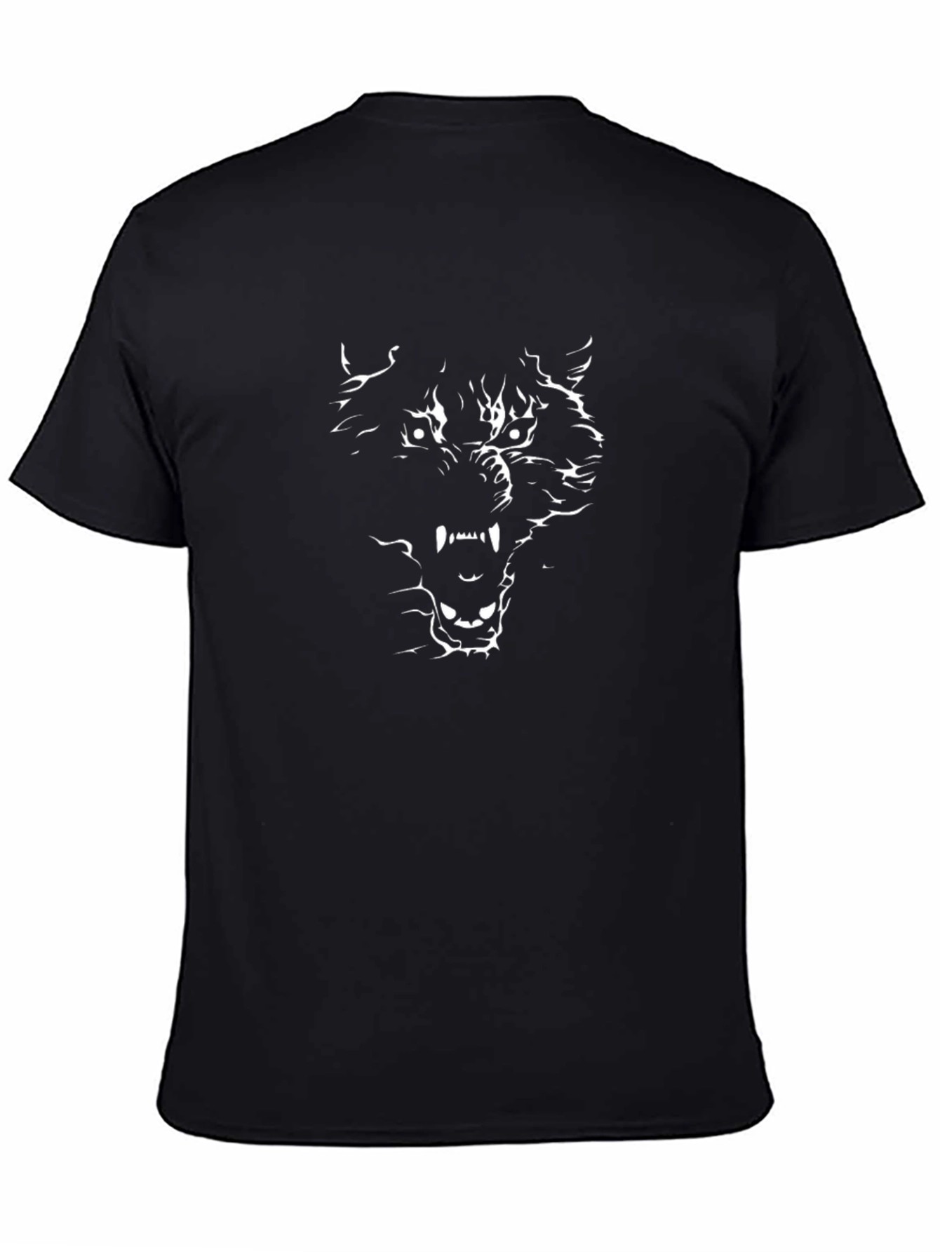 Black Wolf Graphic Tee - Fierce Animal Design