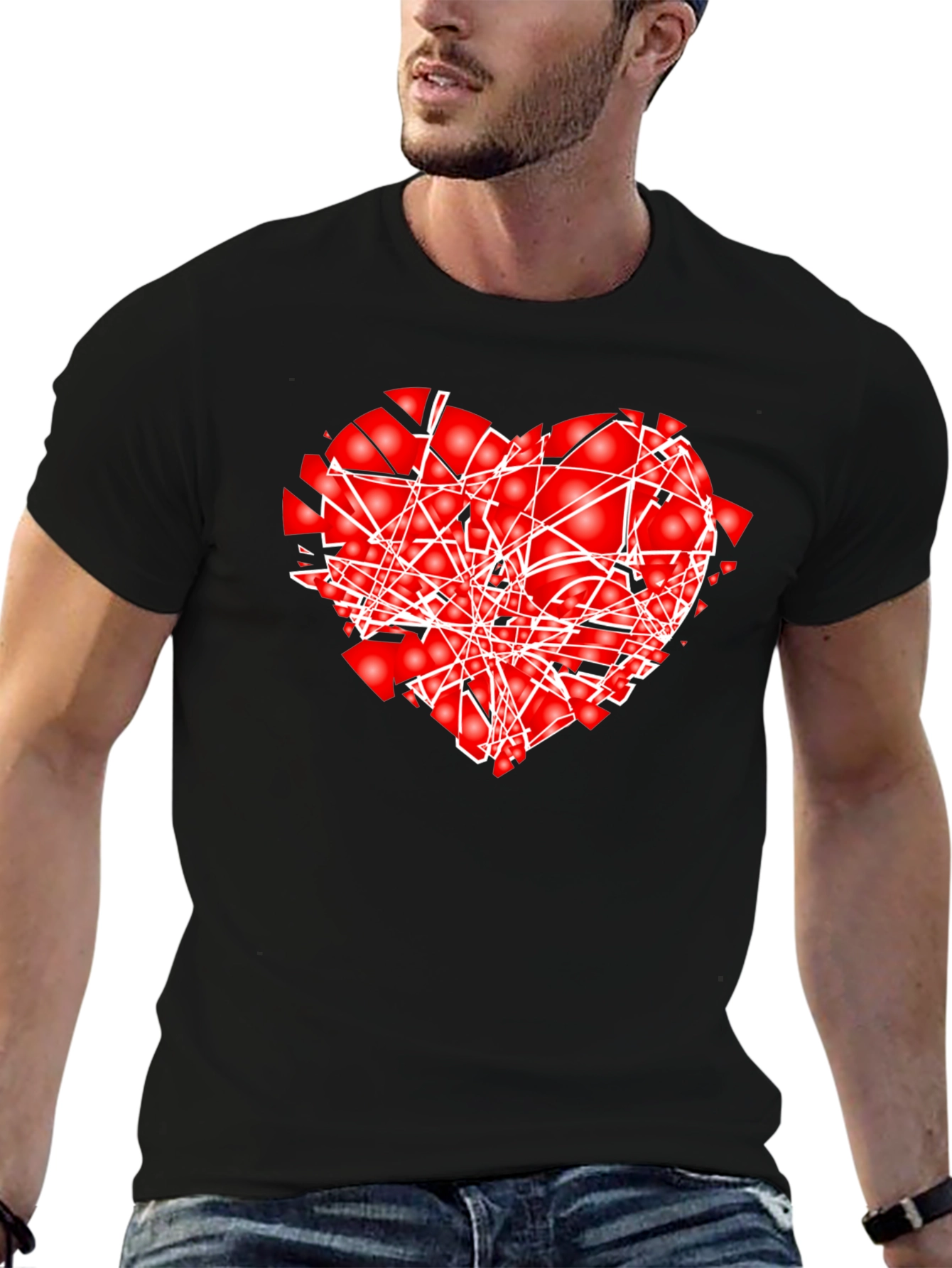 Shattered Heart Graphic Black T-Shirt
