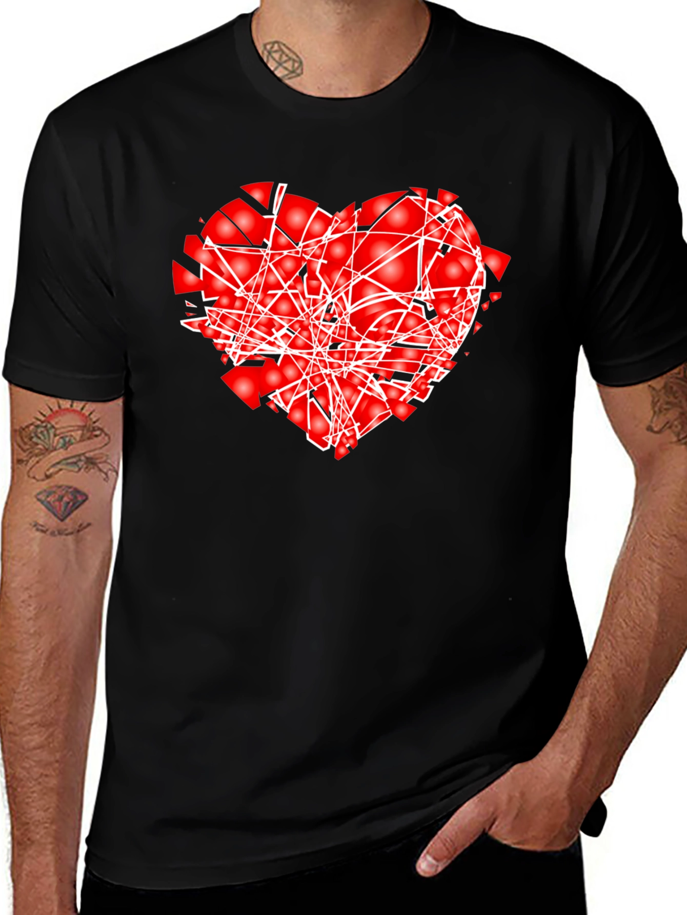 Shattered Heart Graphic Black T-Shirt