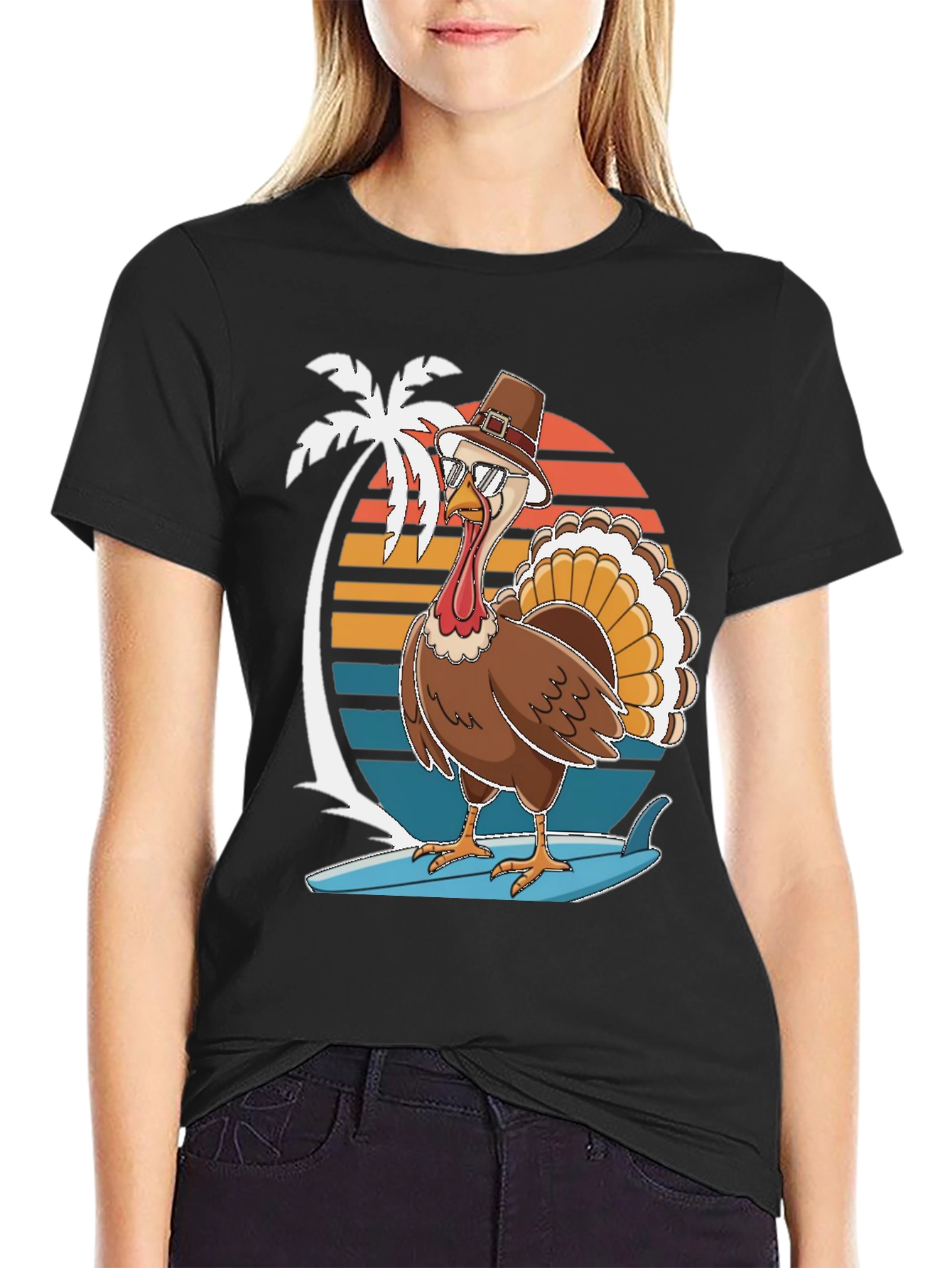 Thanksgiving Surfing Turkey T-Shirt