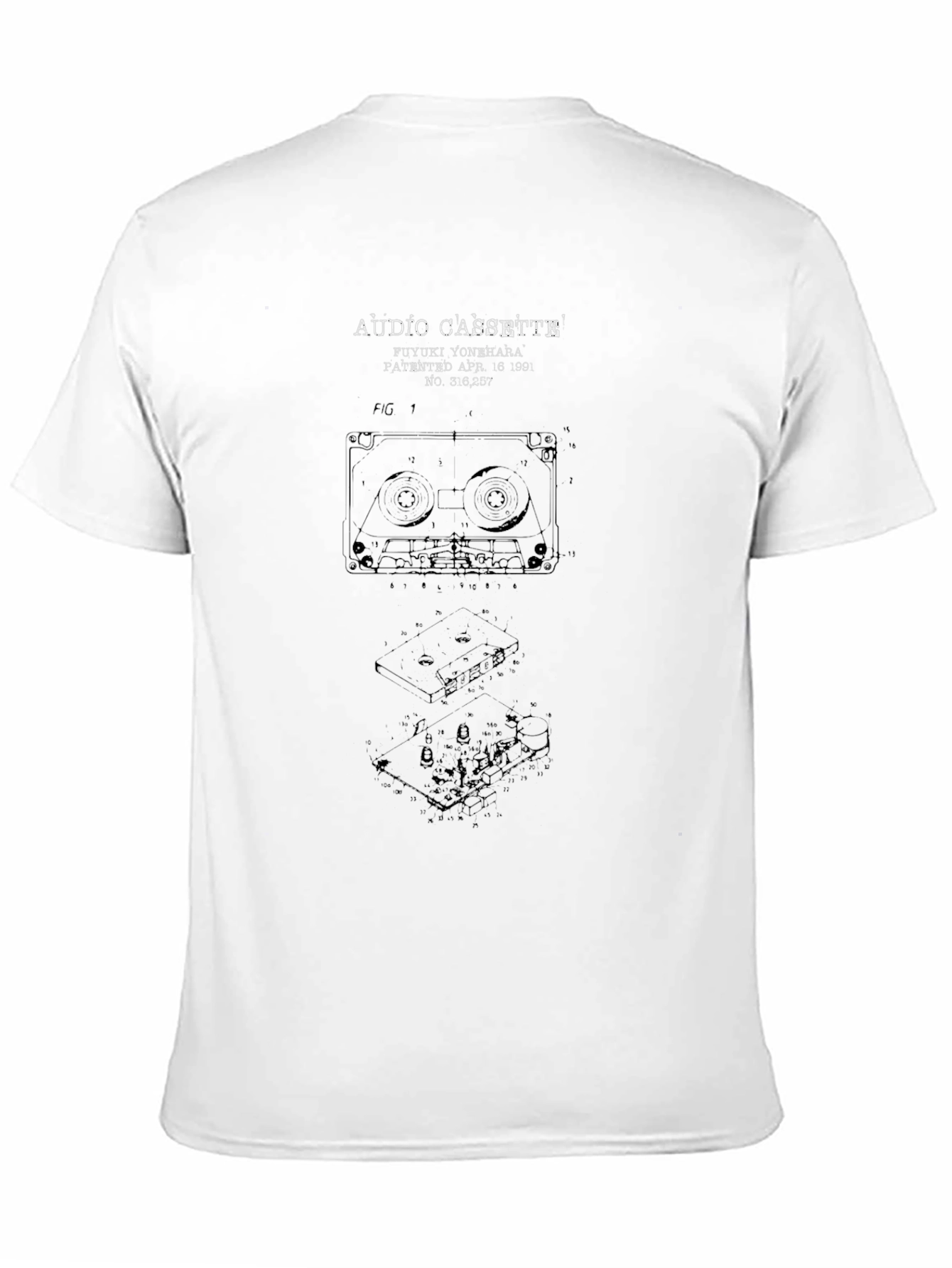 Audio Cassette Patent Print T-Shirt