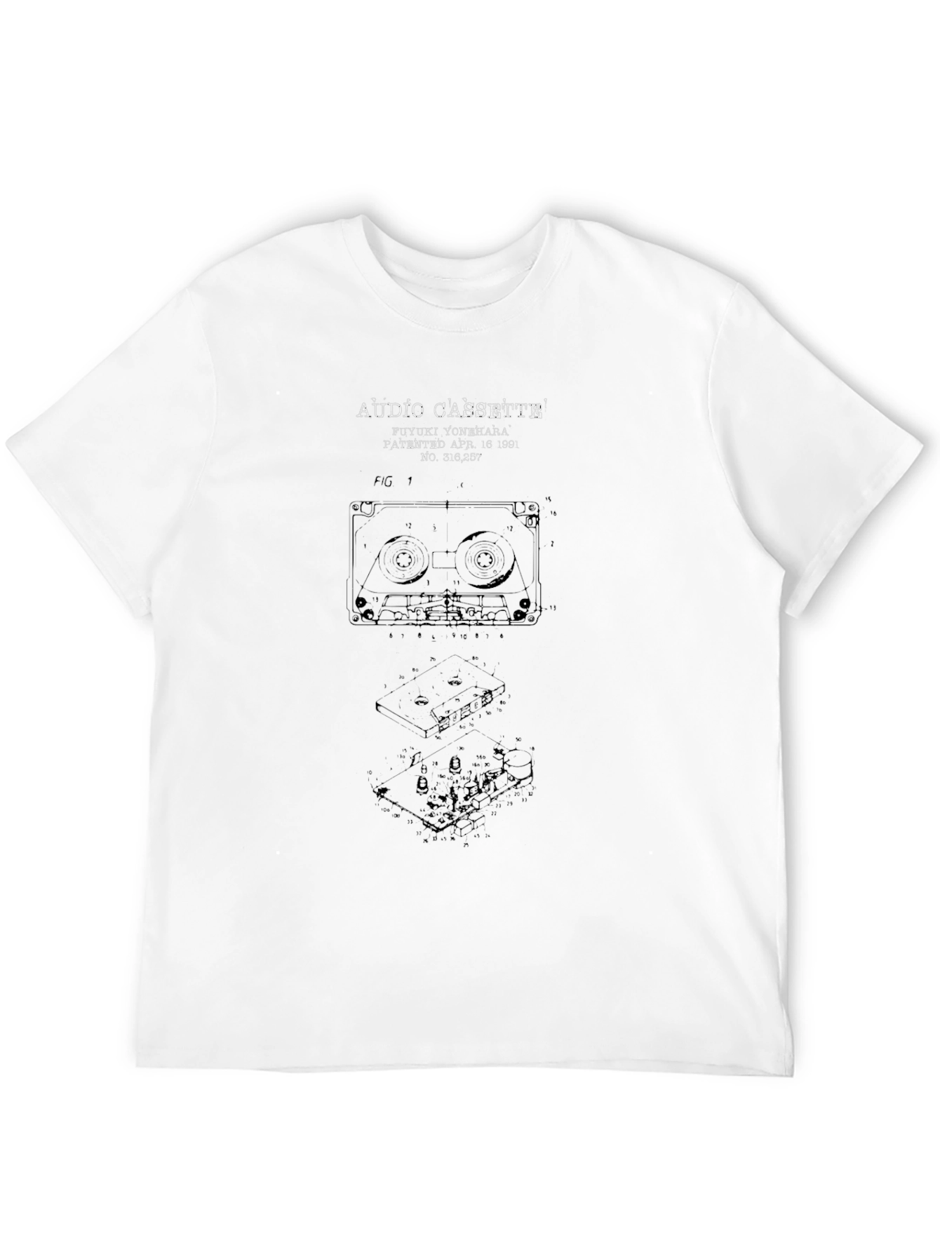 Audio Cassette Patent Print T-Shirt