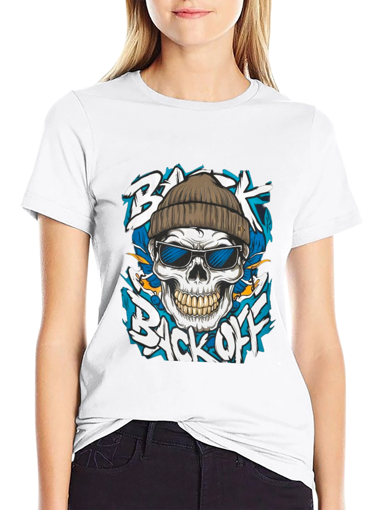 Cool Skull Graphic Tee: Back Off