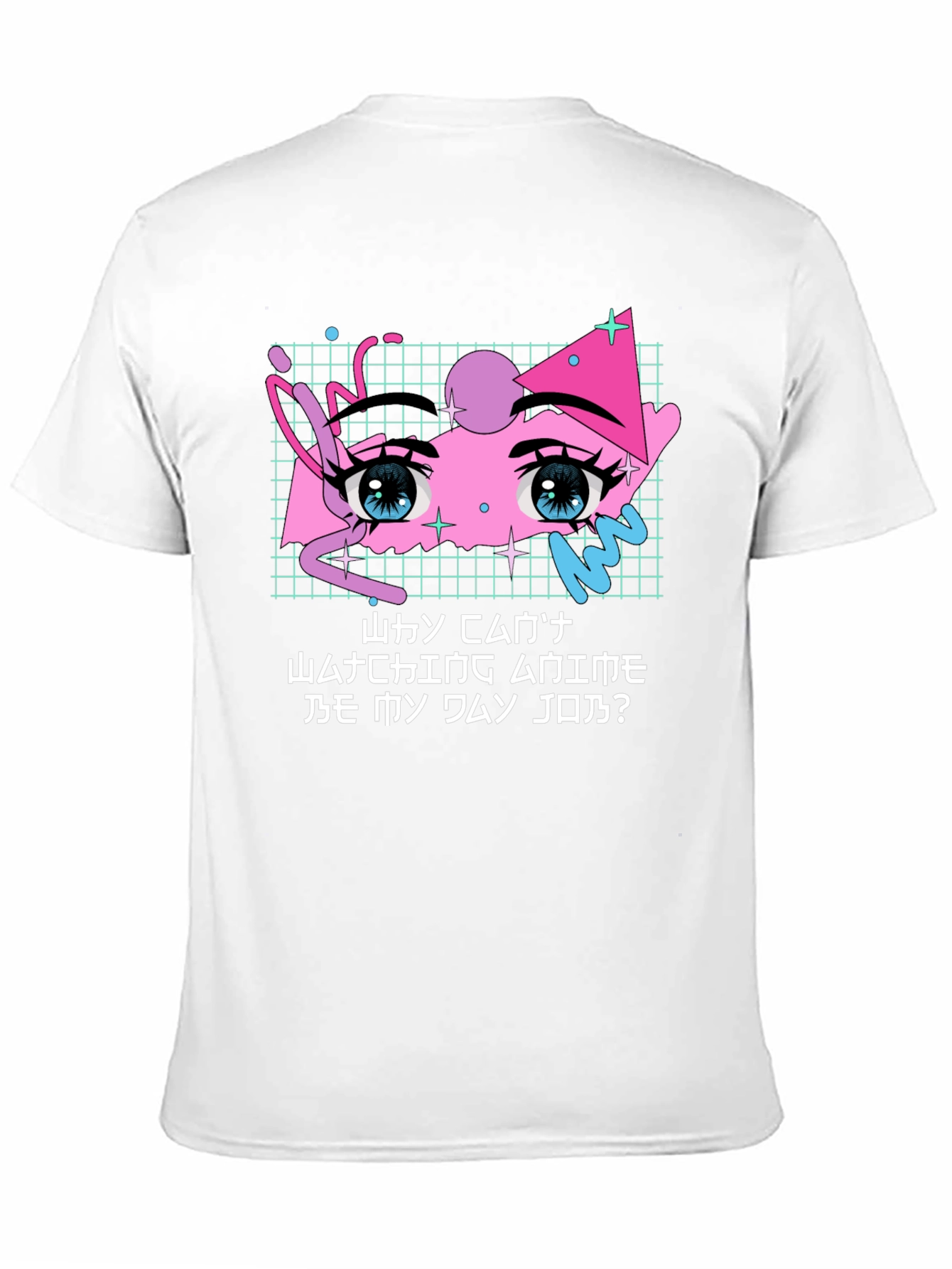 Anime Eyes Graphic Tee - Black Crewneck Cotton T-Shirt
