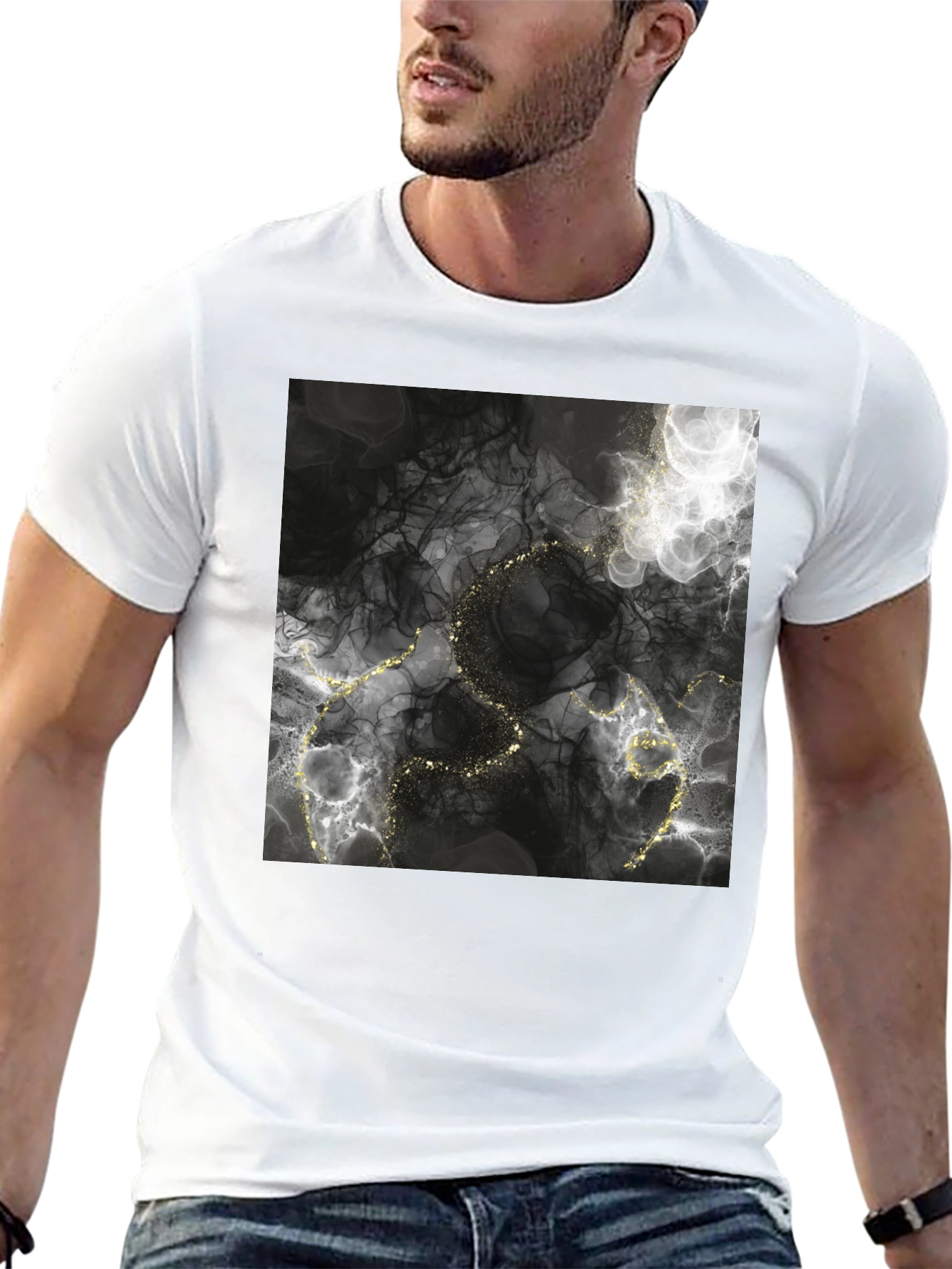 Abstract Gold Vein T-Shirt - Stylish Graphic Tee