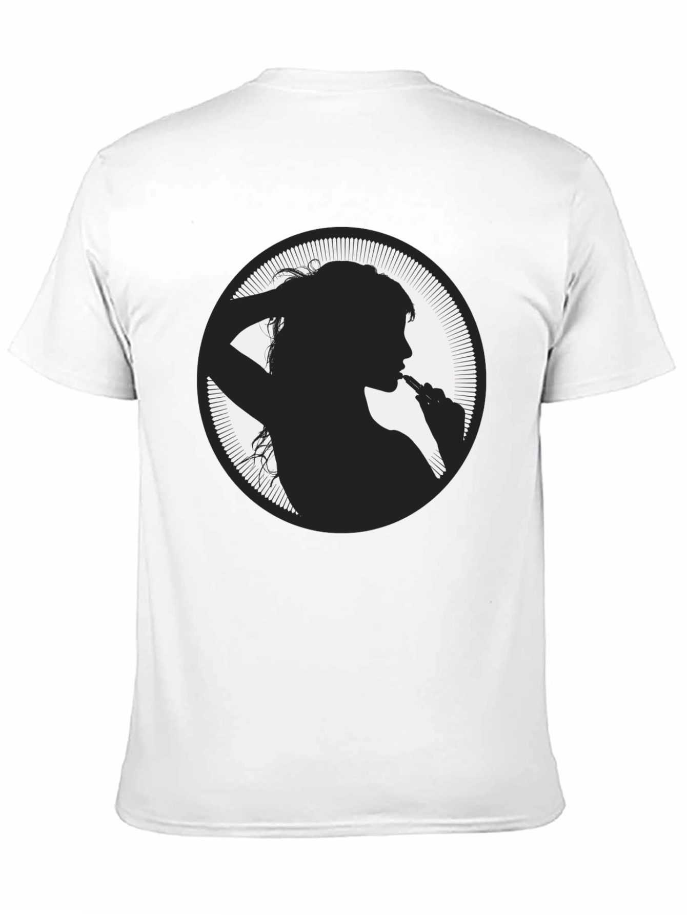 Silhouette Girl Vaping Graphic Black T-Shirt