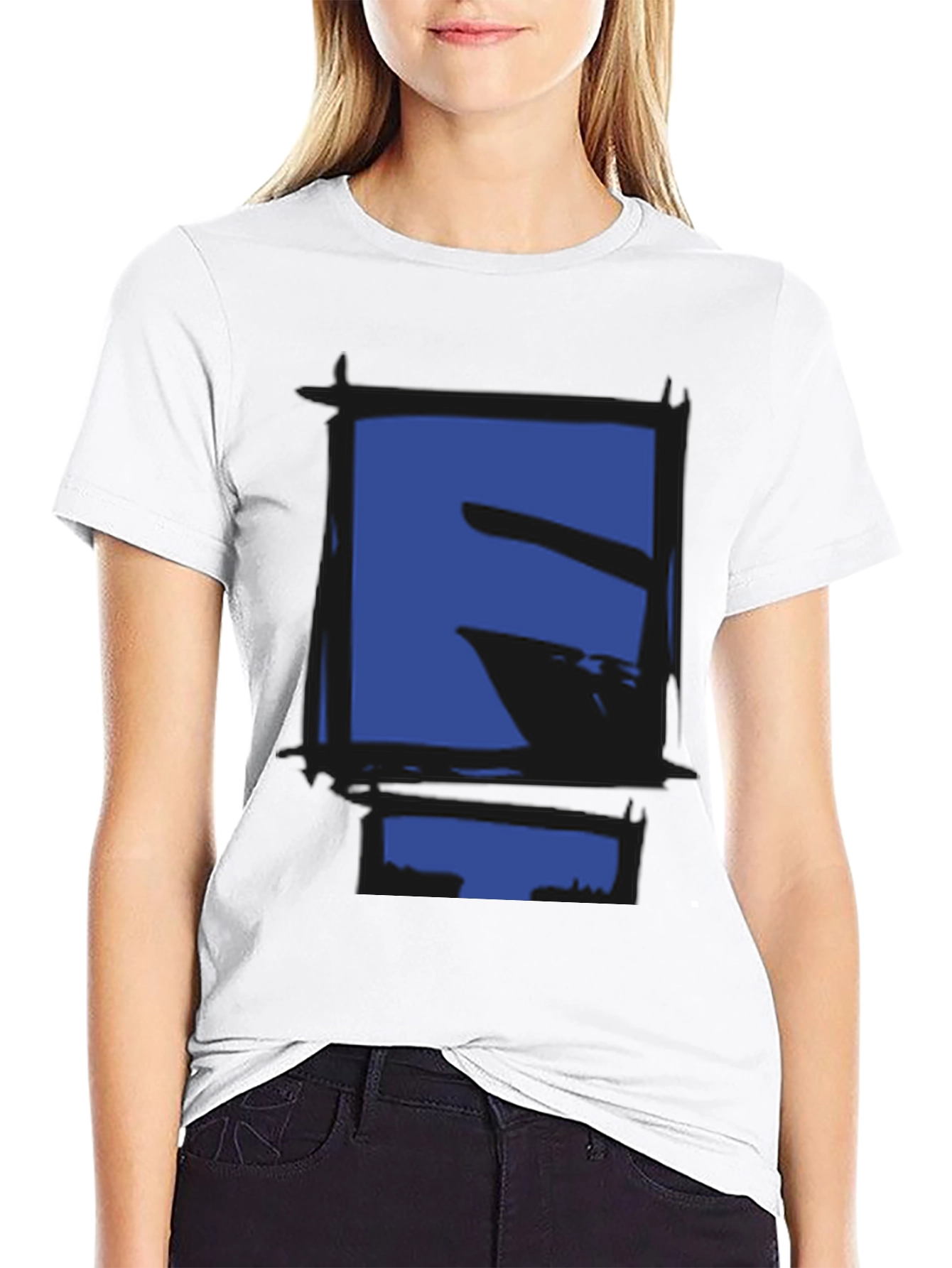 Abstract Geometric Graphic Print Black T-Shirt