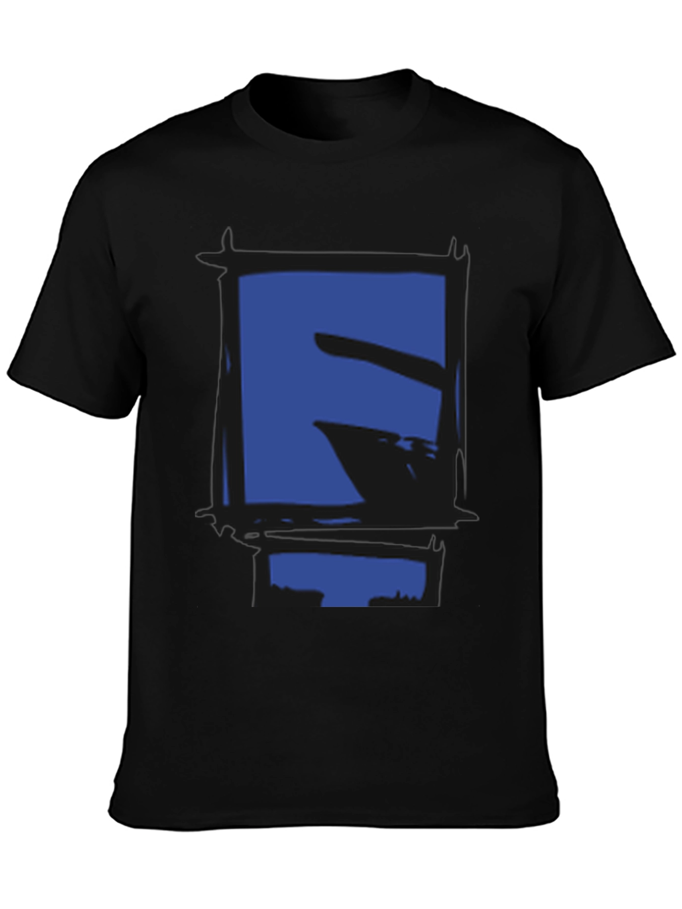 Abstract Geometric Graphic Print Black T-Shirt