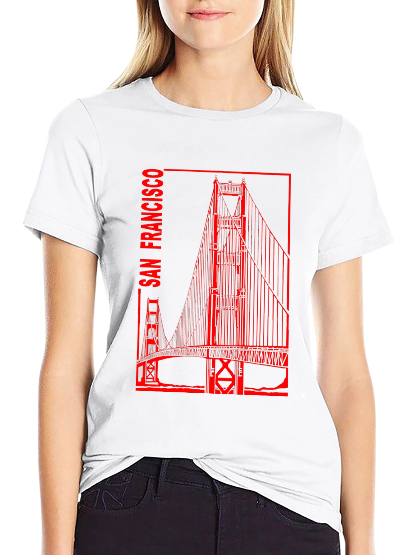 San Francisco Bridge Graphic Tee - Black Cotton T-Shirt