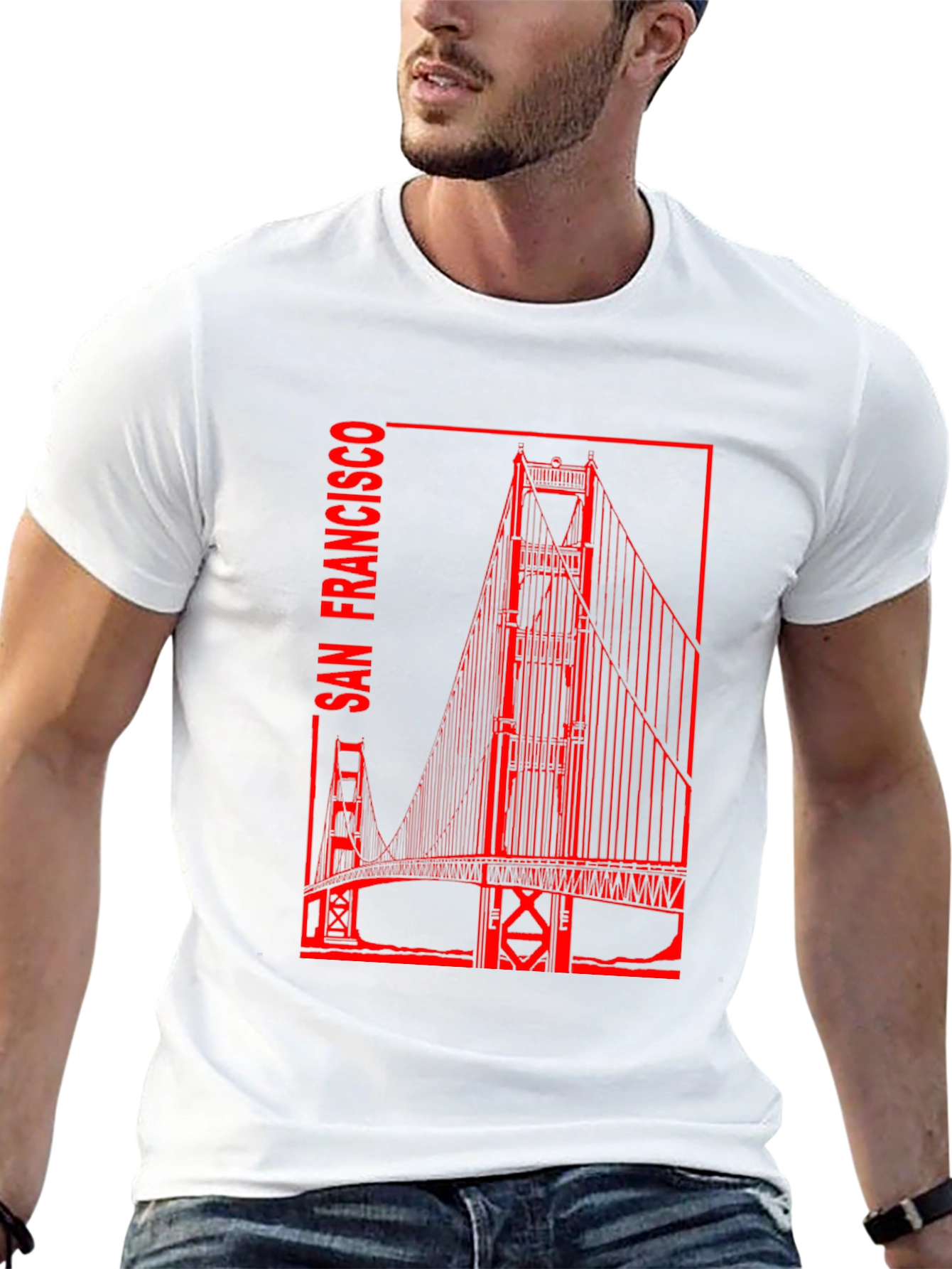 San Francisco Bridge Graphic Tee - Black Cotton T-Shirt