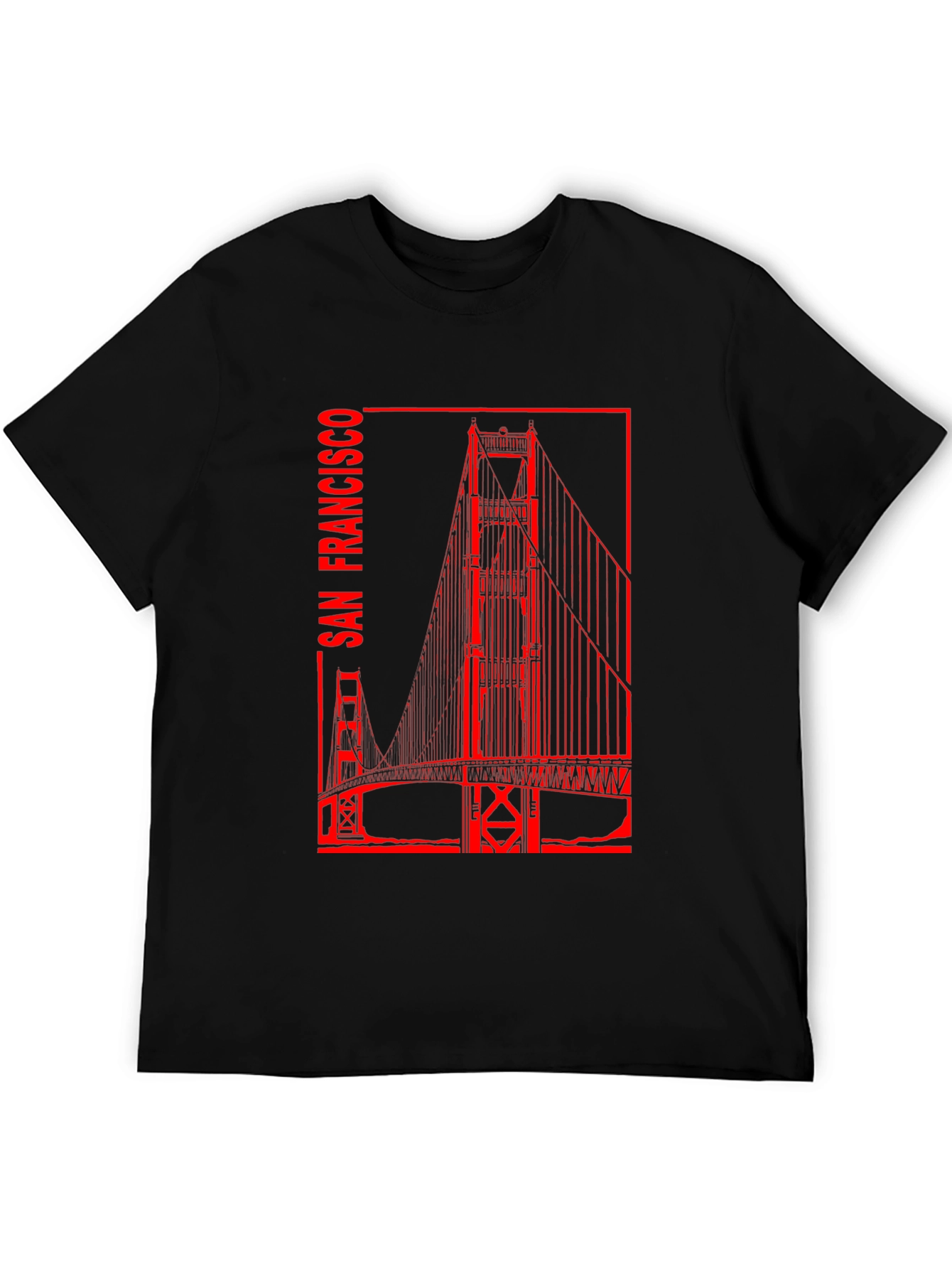 San Francisco Bridge Graphic Tee - Black Cotton T-Shirt