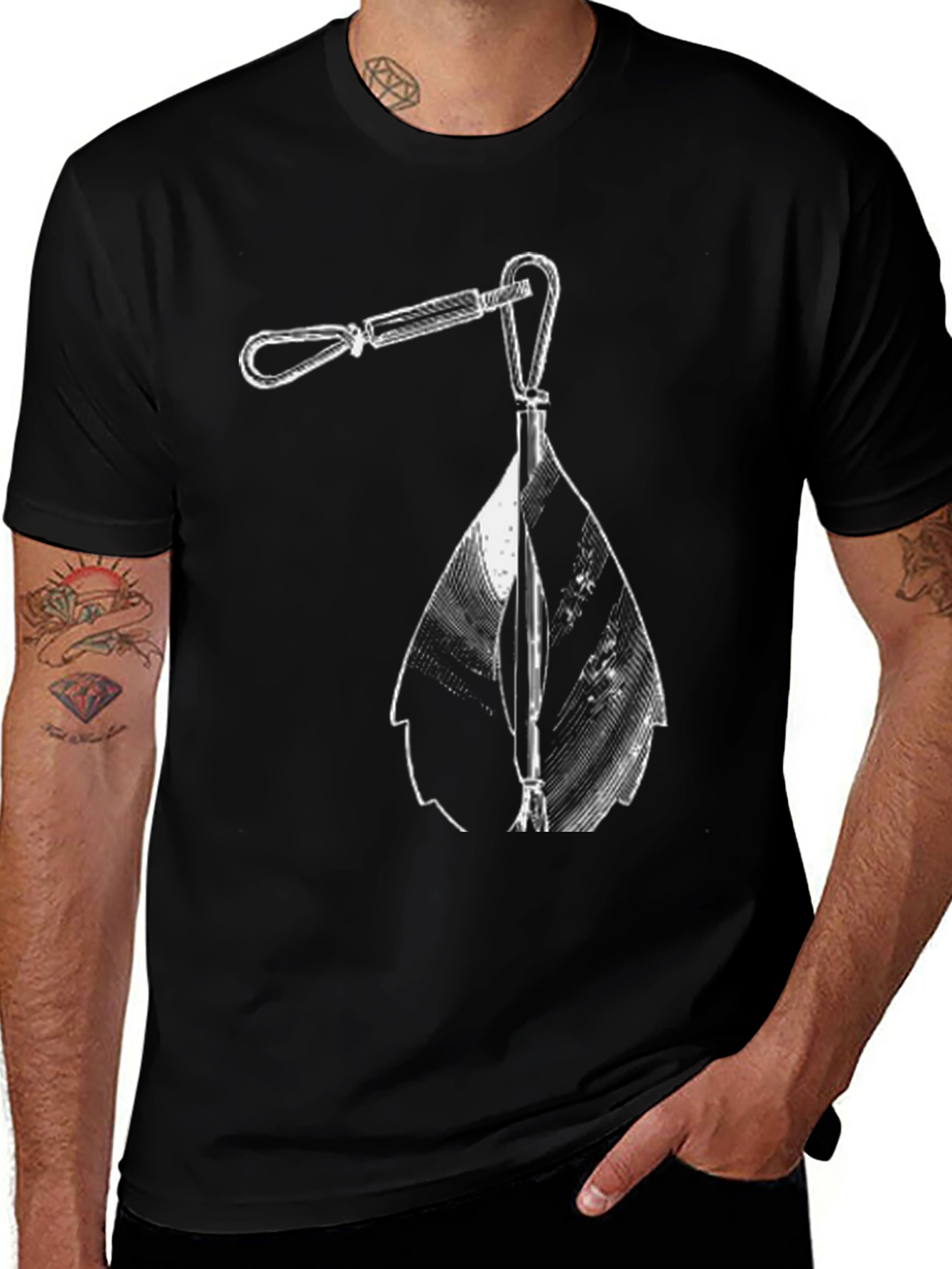Black T-Shirt with Unique Hardware Graphic