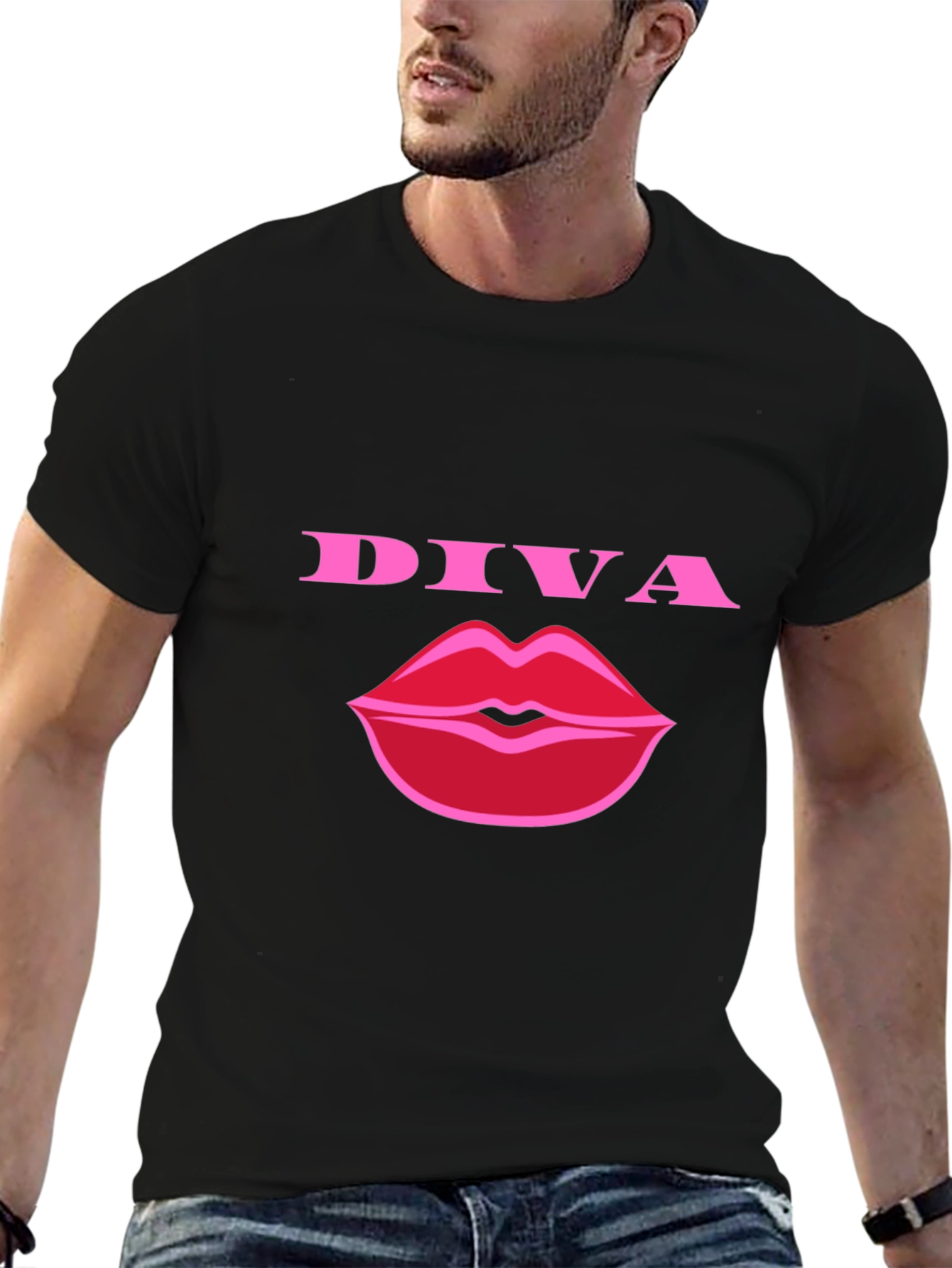 Diva Lips Graphic Tee - Stylish Black T-Shirt