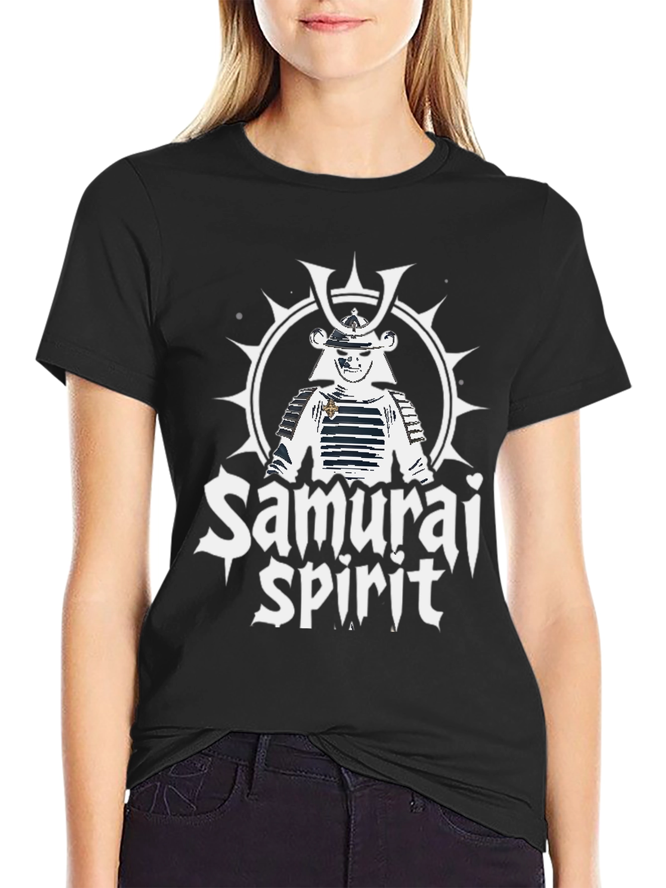 Samurai Spirit Graphic Print T-Shirt - Black