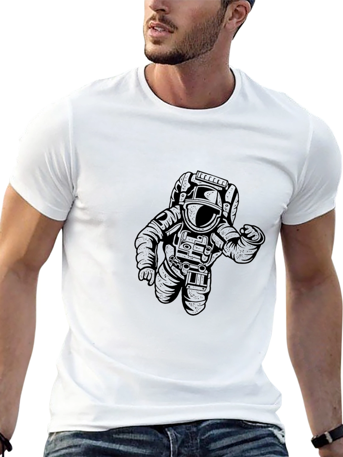 Astronaut Graphic Tee - Black Cotton T-Shirt