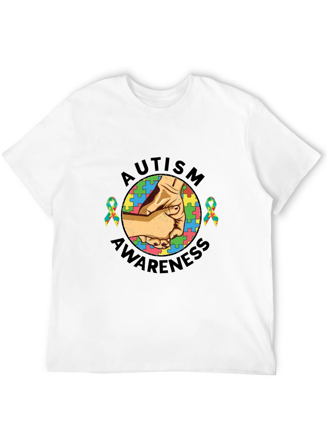 Autism Awareness T-Shirt - Hands Puzzle Piece Design
