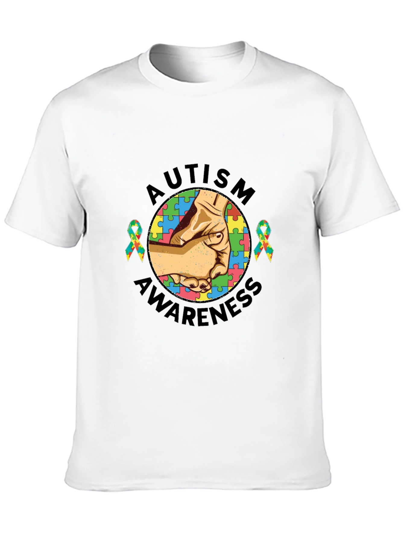 Autism Awareness T-Shirt - Hands Puzzle Piece Design