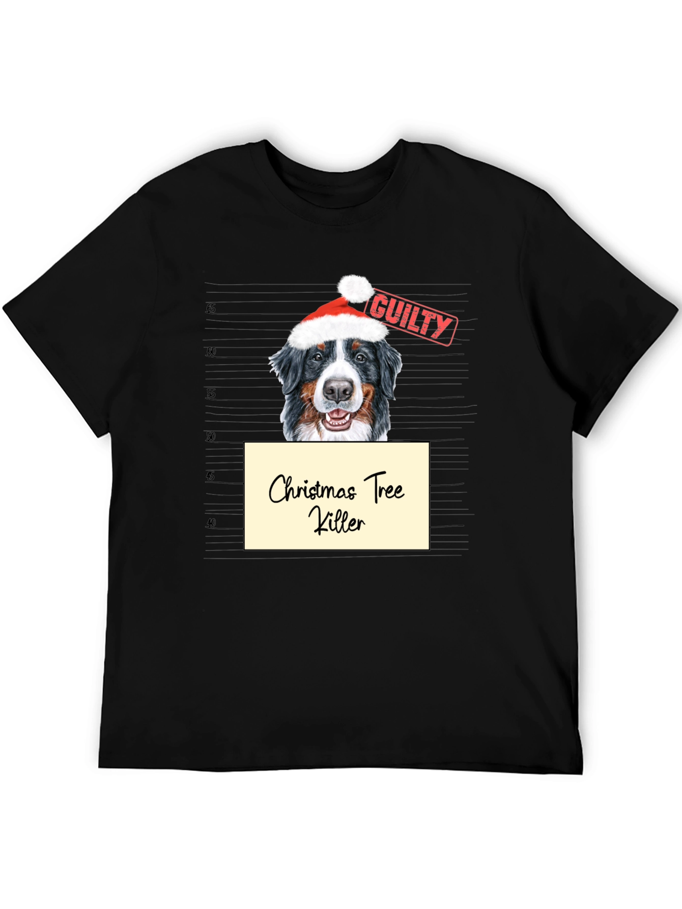 Christmas Tree Killer Dog Mugshot Graphic Tee