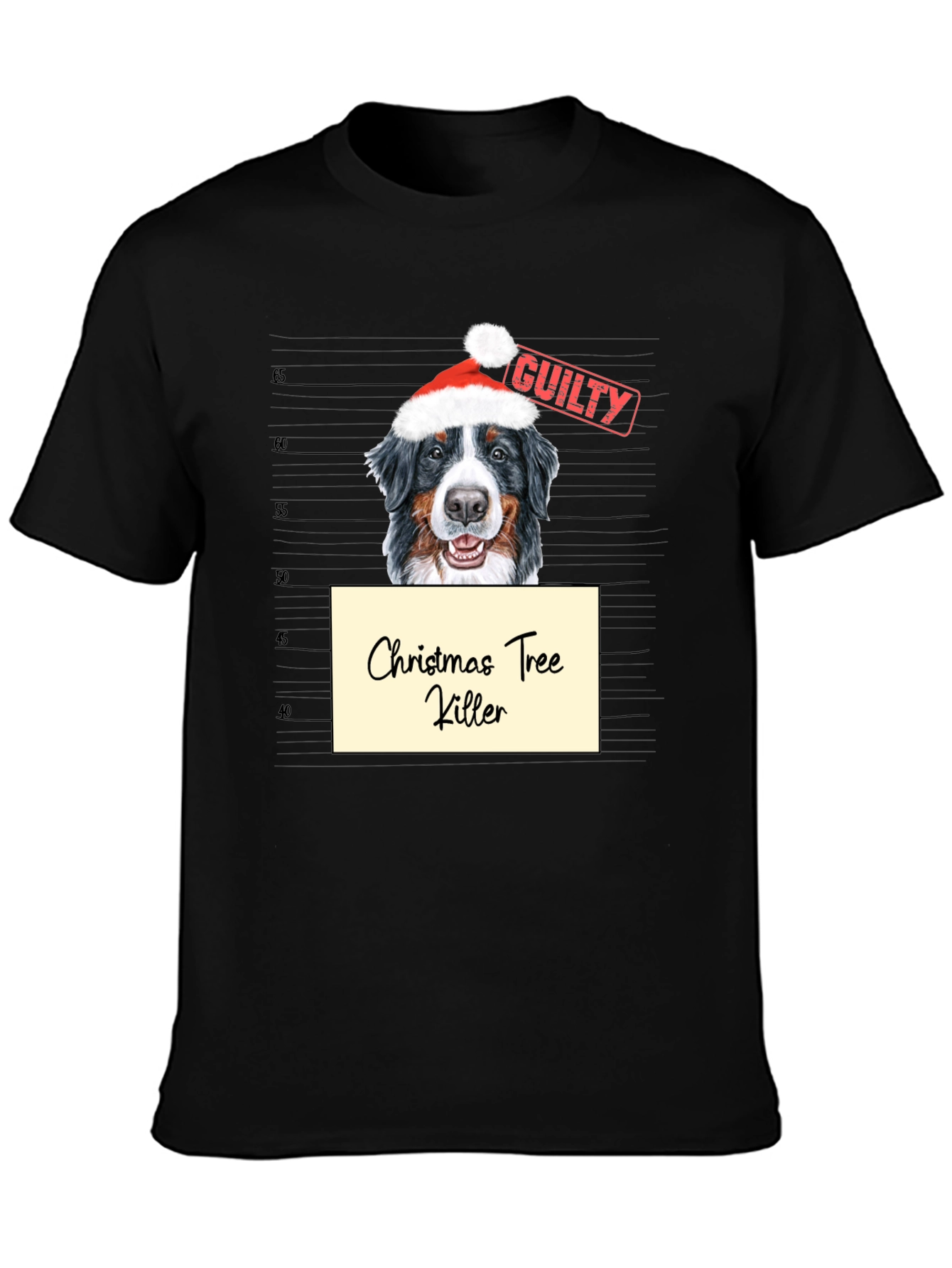 Christmas Tree Killer Dog Mugshot Graphic Tee