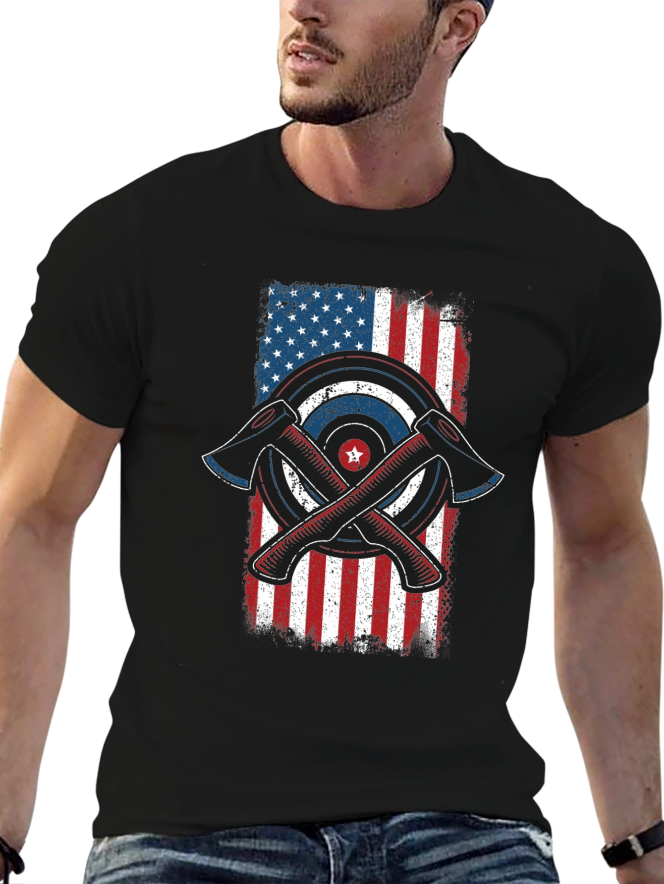 Axe Throwing American Flag Graphic Tee