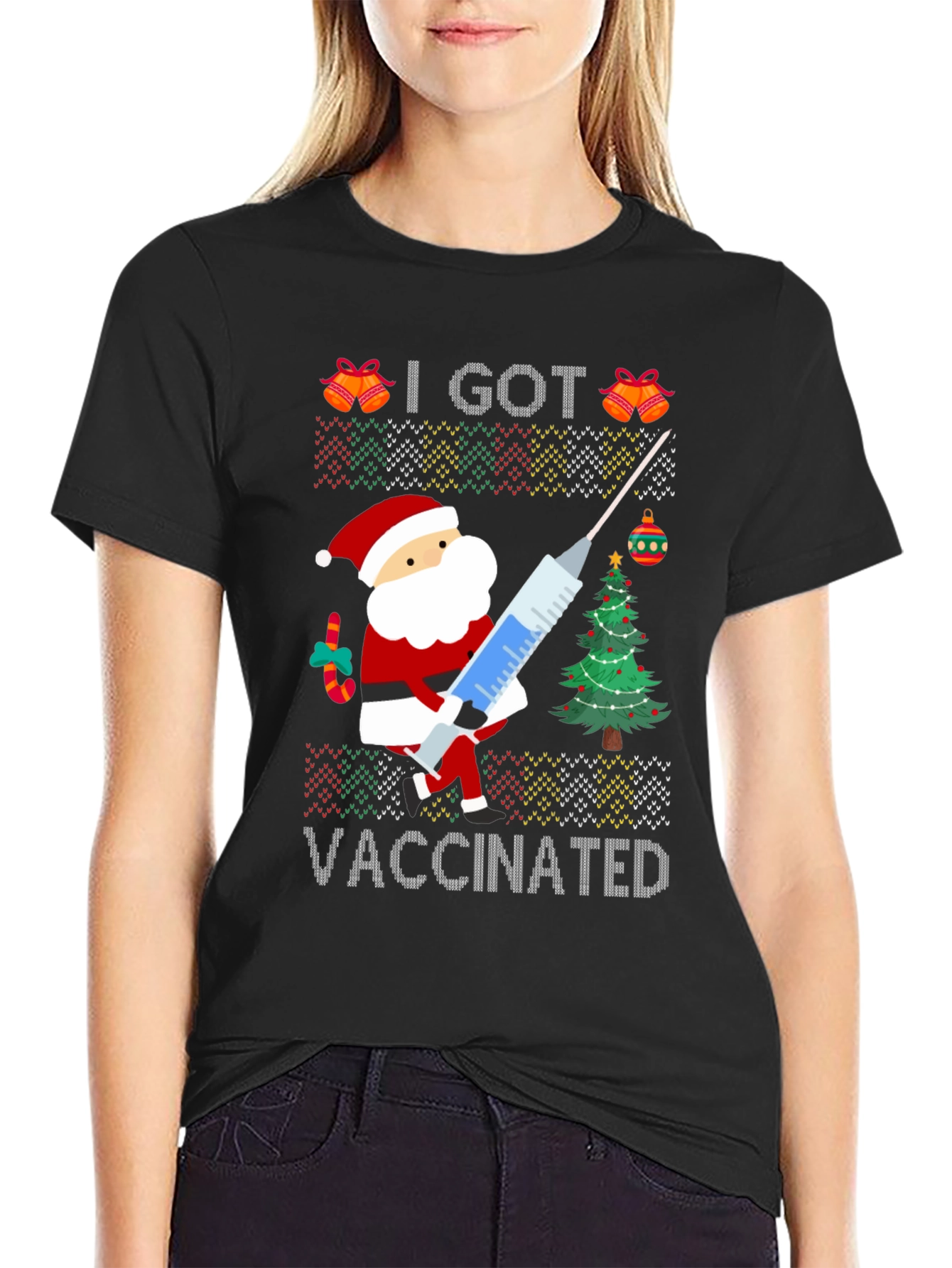 I Got Vaccinated Santa Ugly Christmas Sweater T-Shirt