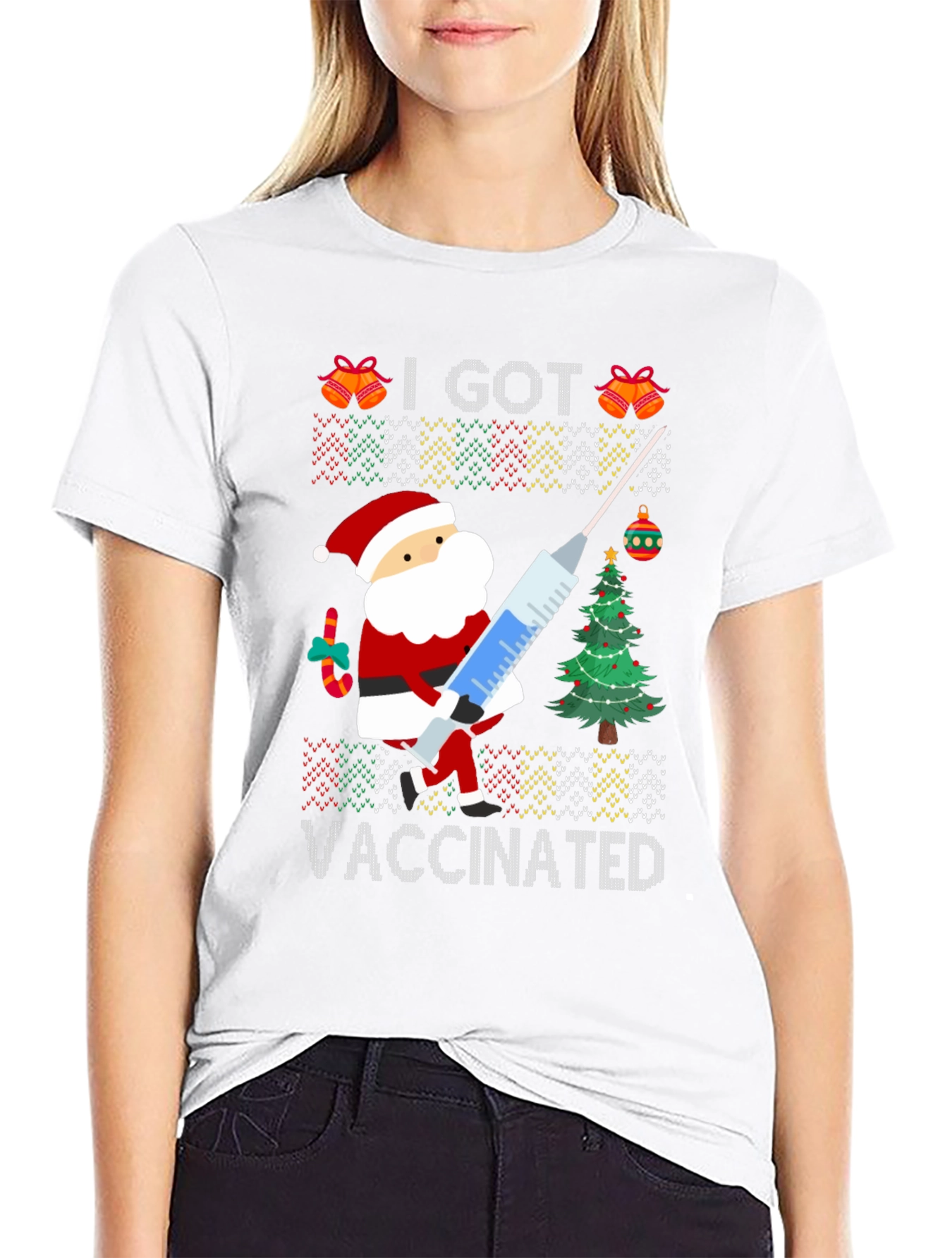 I Got Vaccinated Santa Ugly Christmas Sweater T-Shirt