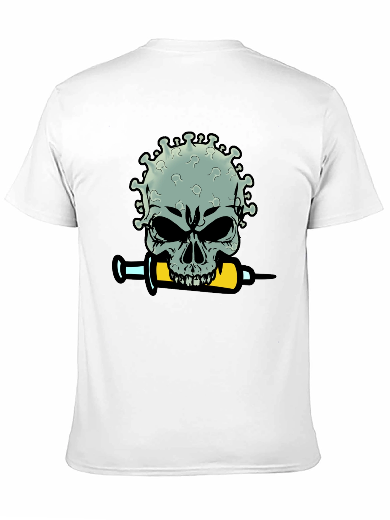 Skull Virus Syringe Mens Black T-Shirt