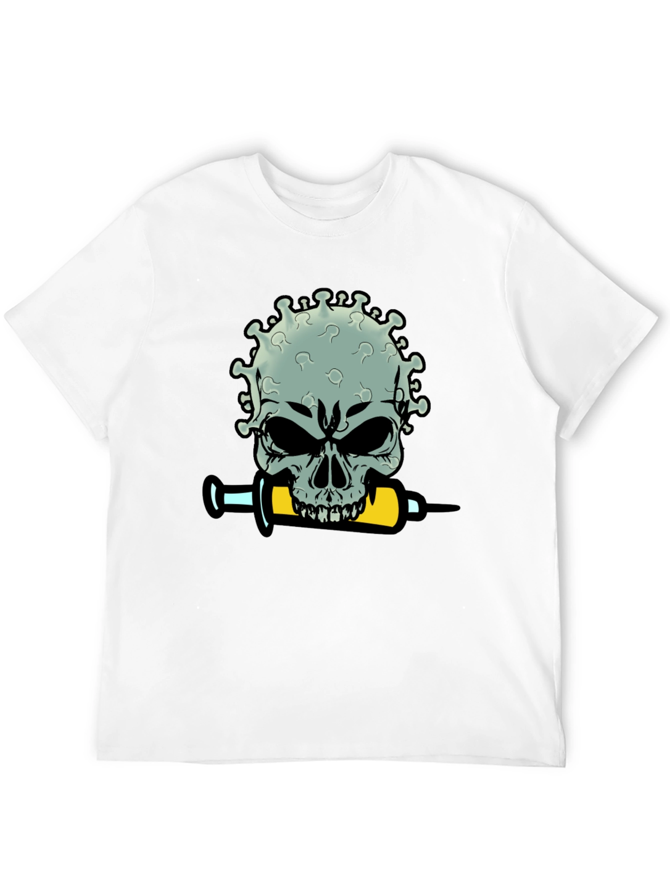Skull Virus Syringe Mens Black T-Shirt