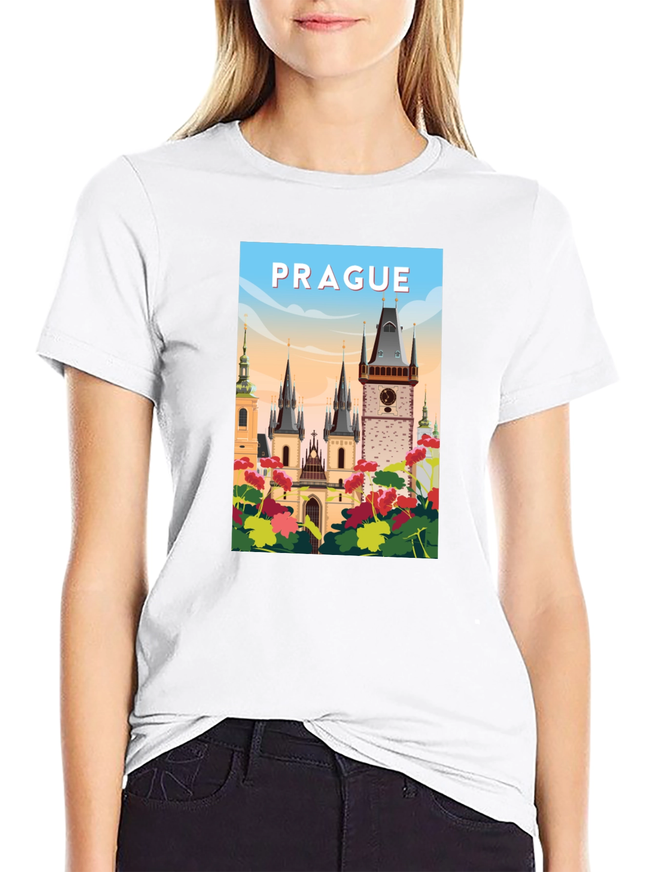 Prague Graphic T-Shirt - Cityscape Design