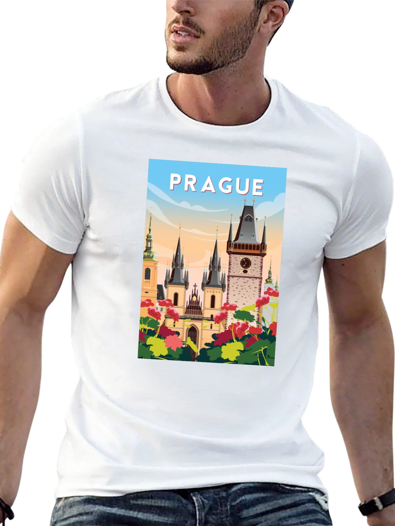 Prague Graphic T-Shirt - Cityscape Design